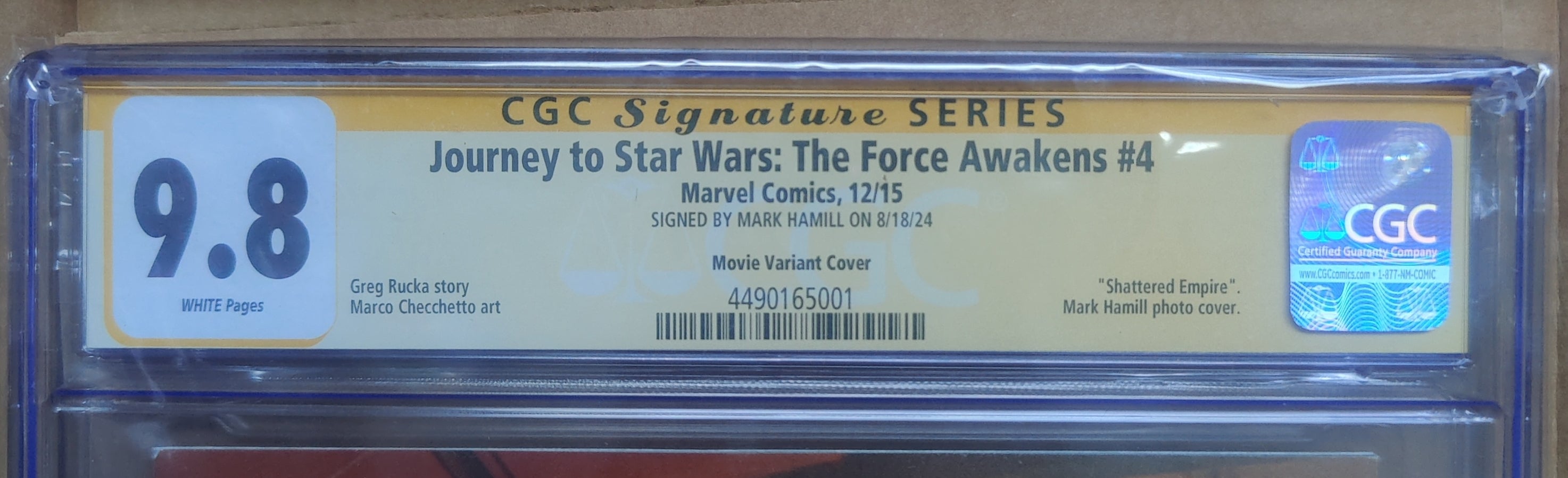 Mark Hamill Signed CGC 9.8 Signature Series Journey to Star Wars: The Force Awakens #4 (2015) - Marvel Comics