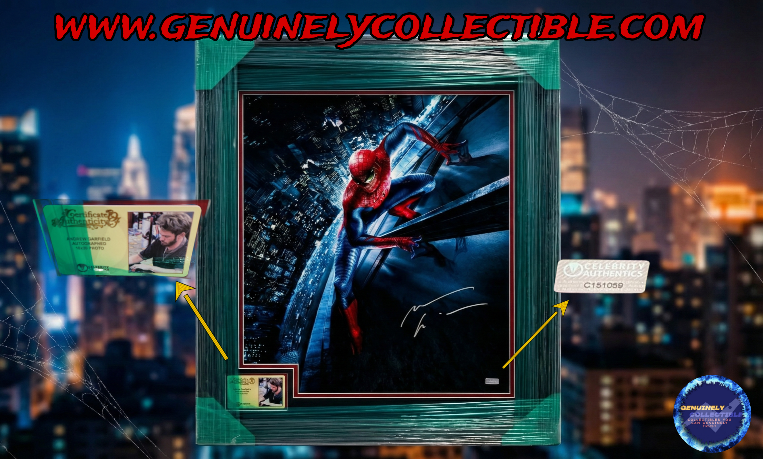 The Amazing Spider-Man: Andrew Garfield Signed 16x20 Custom Framed Display (Celebrity Authentics)