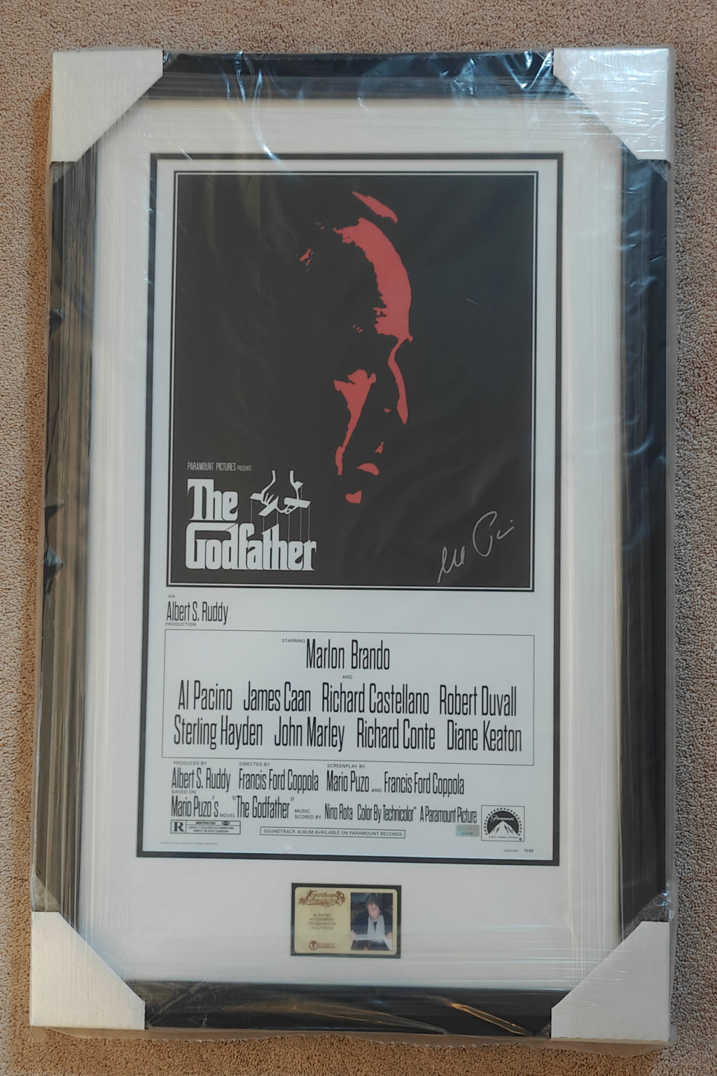 Al Pacino Signed 16x24 Godfather Poster in 33x23 Studio-Grade Frame
