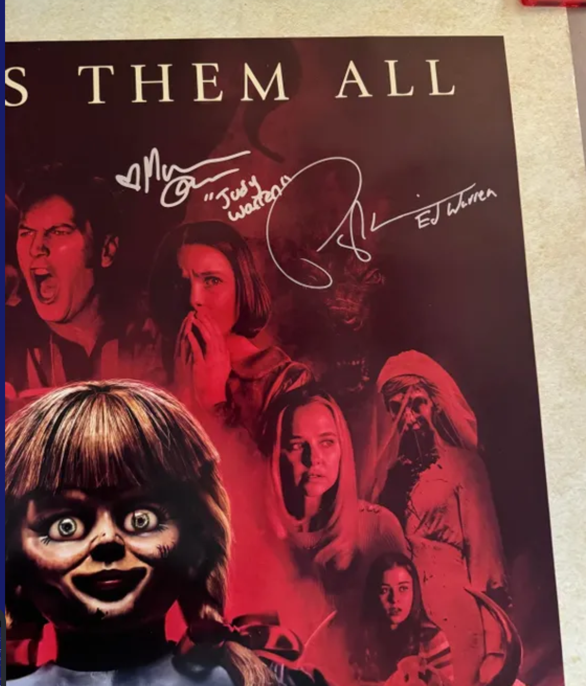 Wilson, Farmiga, Ward & Grace 4x Signed Annabelle Comes Home (2019) 27x40 Original DS Movie Poster