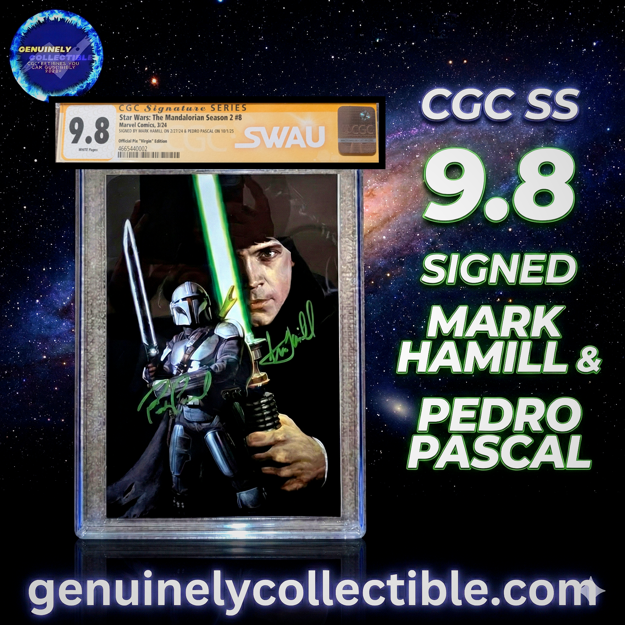 Mark Hamill & Pedro Pascal Dual-Signed CGC 9.8 Signature Series – Star Wars: The Mandalorian Season 2 #8 (Official Pix Edition)