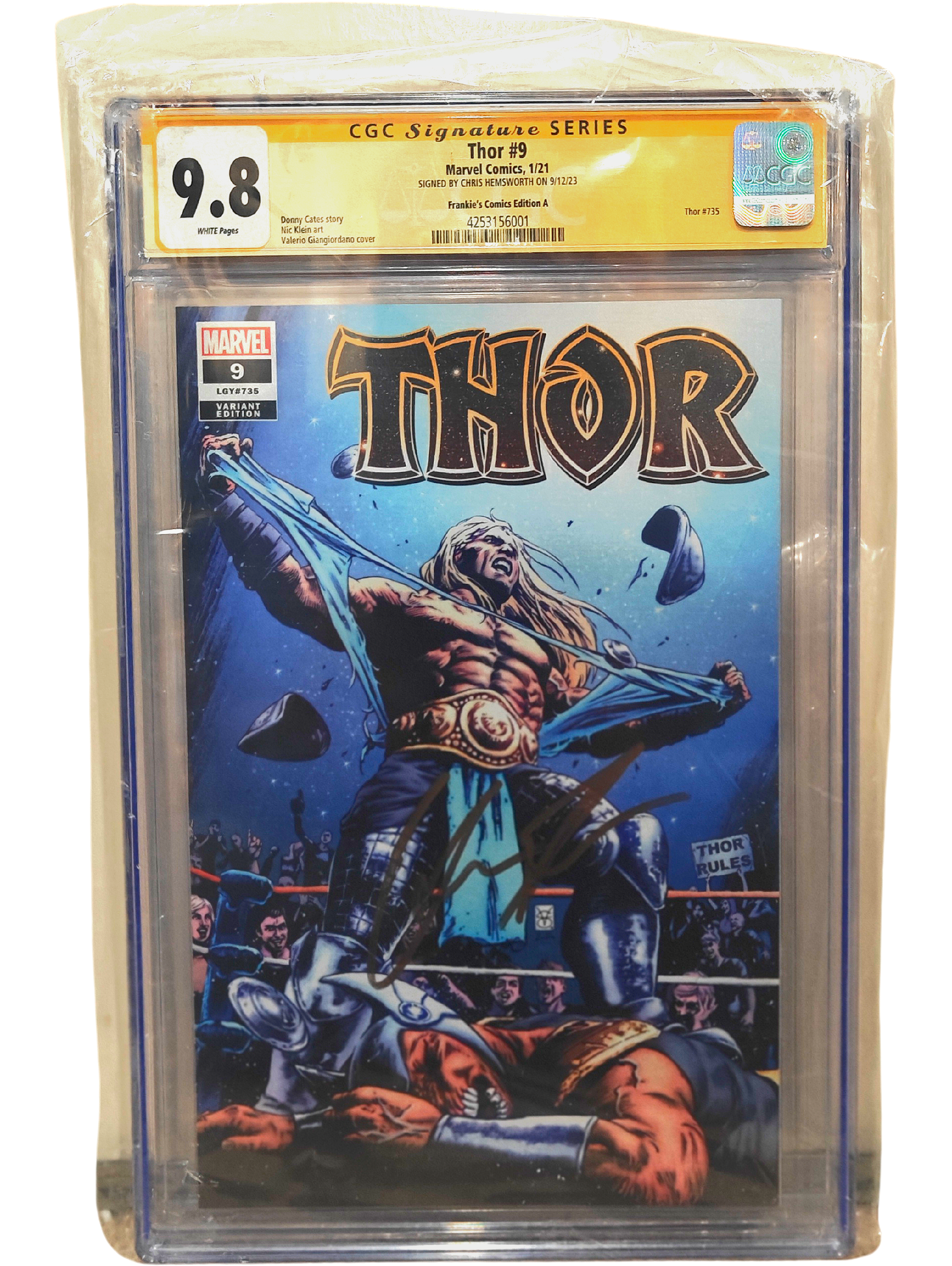 Chris Hemsworth Signed CGC Signature Series 9.8 Marvel Comics Thor #9 (2021) Frankie's Comics Edition