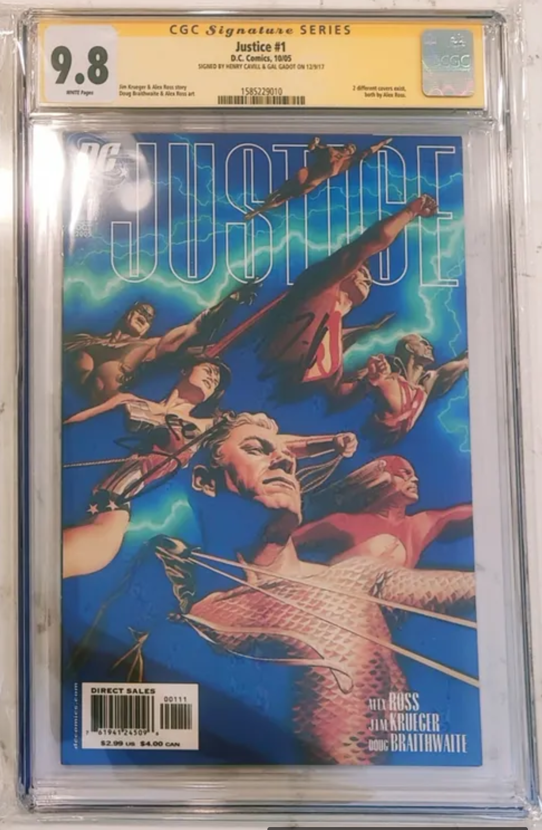 Henry Cavill & Gal Gadot Dual-Signed DC Justice #1 (2005) CGC Signature Series 9.8
