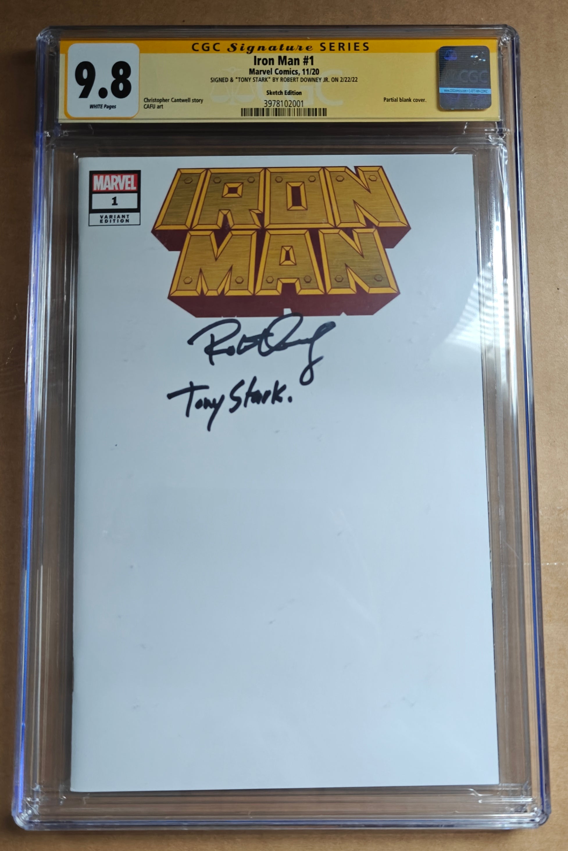 Robert Downey Jr Signed CGC Signature Series 9.8 Marvel Comics: Iron Man #1 (2020) Sketch Edition