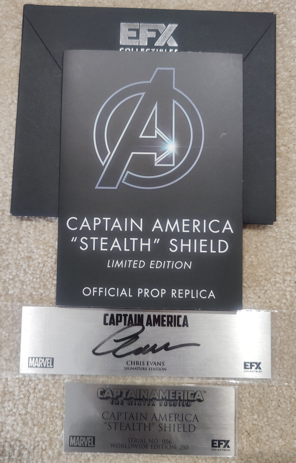 Chris Evans Signed EFX Captain America Winter Soldier Stealth Shield
