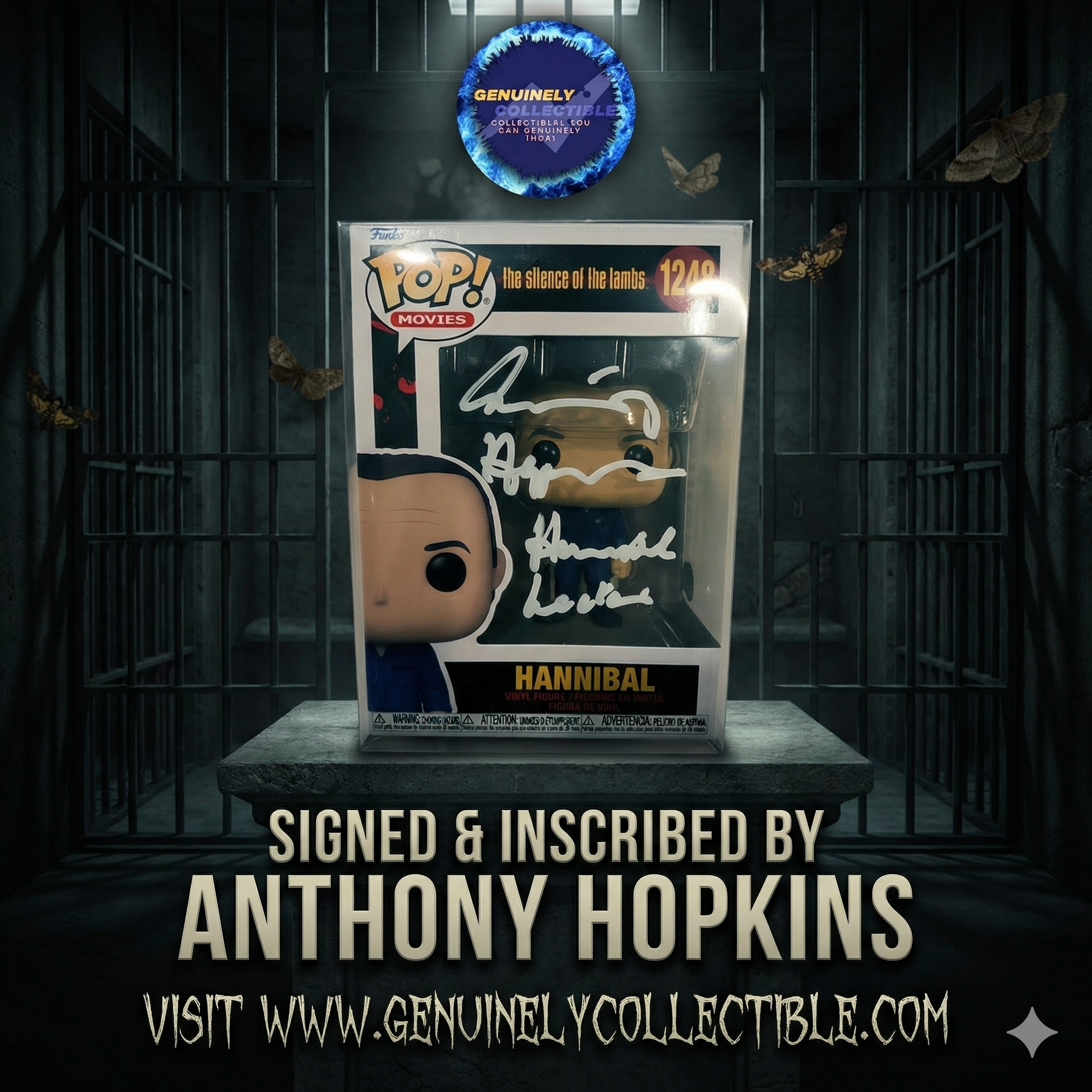 Anthony Hopkins Signed Hannibal Lecter Funko Pop #1248 – Beckett Witnessed, Rare Full Character Inscription