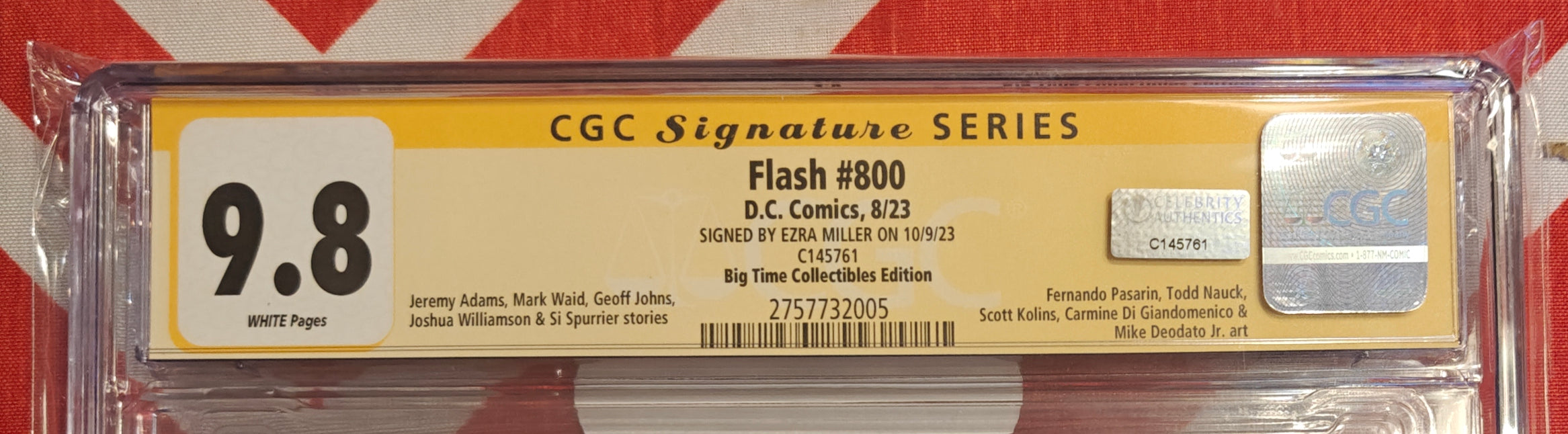 Ezra Miller Signed CGC Signature Series 9.8 Flash #800 Comic (Big Time Collectibles Edition)