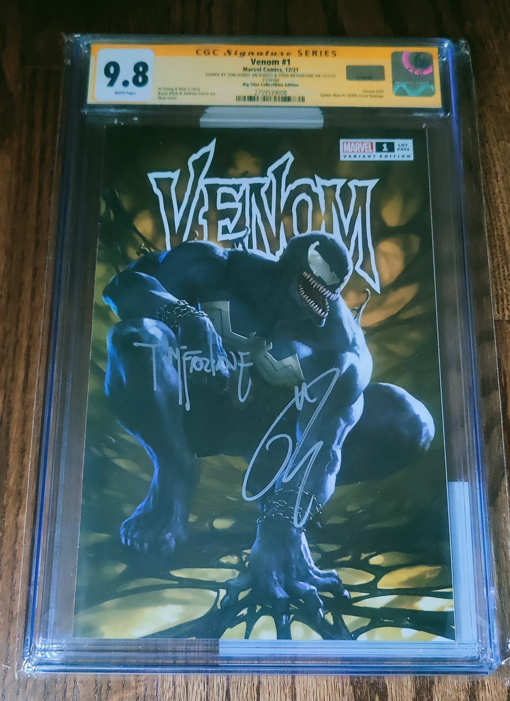 Tom Hardy & Todd McFarlane Dual-Signed 2021 Venom #1 Big Time Variant CGC SS 9.8