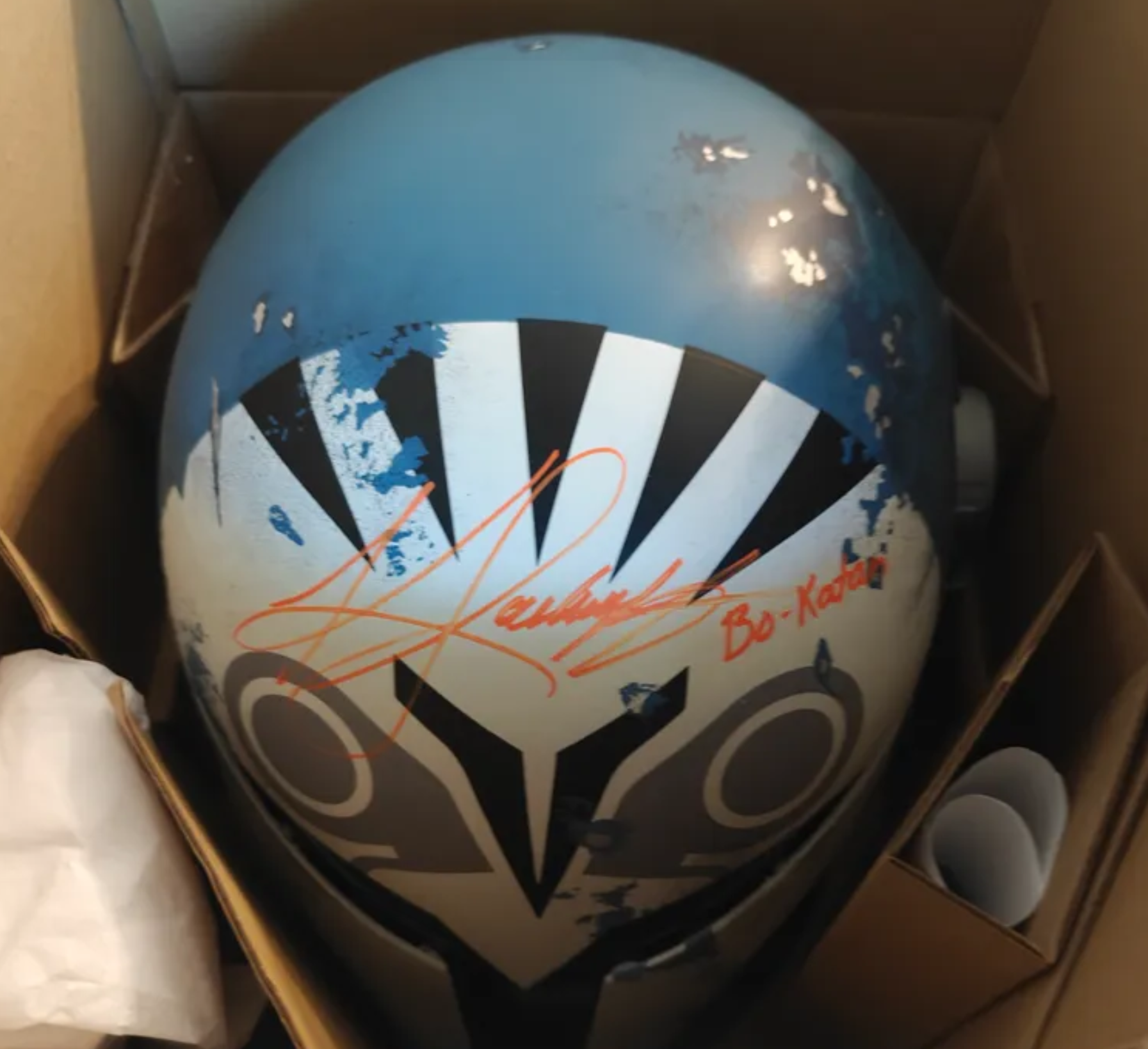 Katee Sackhoff Signed w. Character Name Bo Katan Kryze Helmet - Star Wars: The Mandalorian