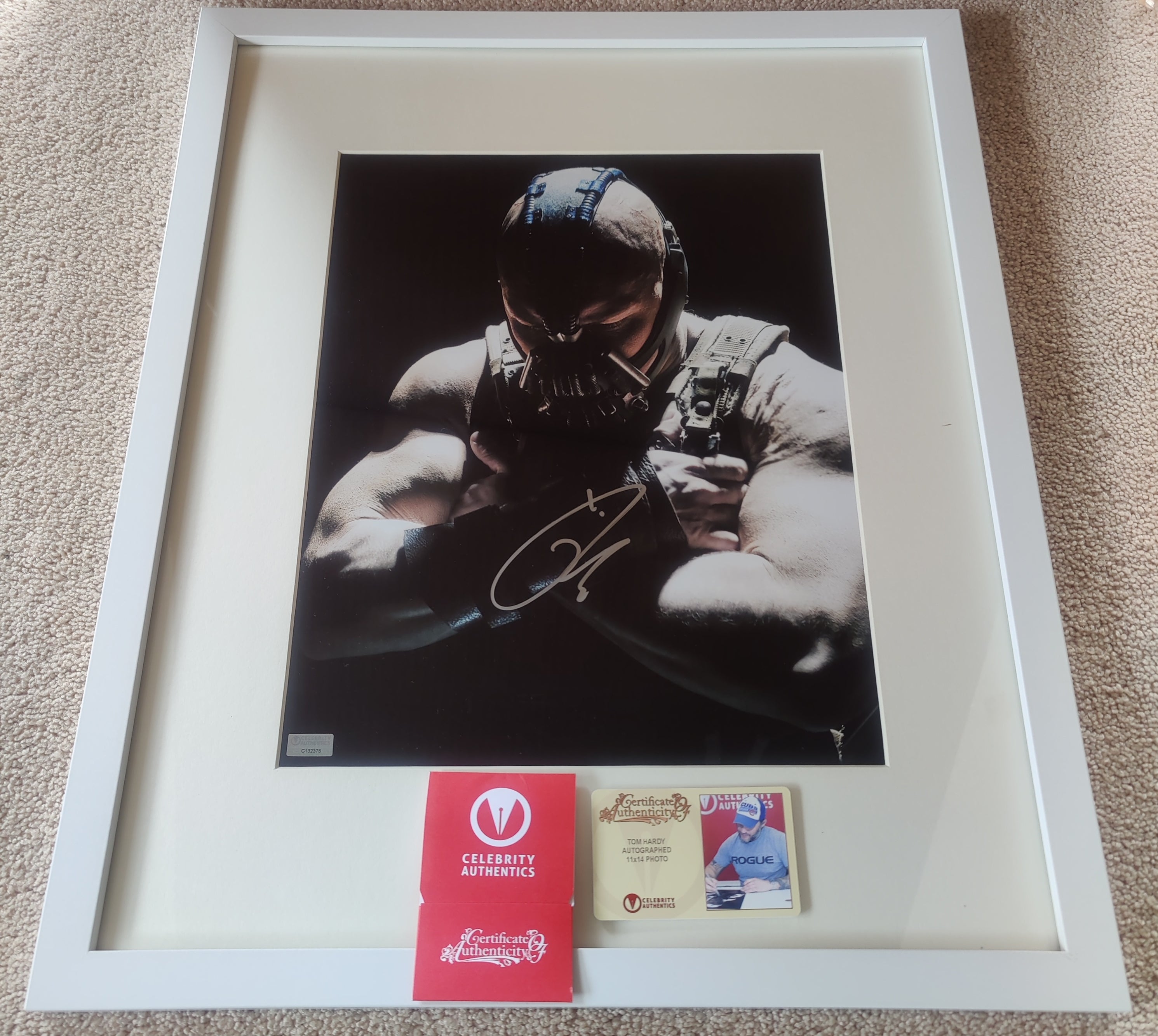 Tom Hardy Signed Bane 11x14 Photo from Batman: The Dark Knight Rises - Framed in 16x20 Gallery Ready, Wooden, Matted Frame