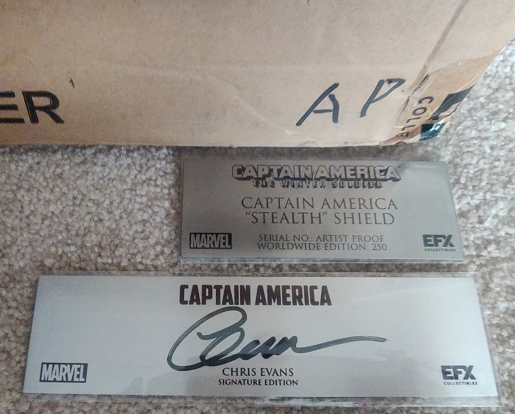 Chris Evans Signed *Artist Proof* EFX Captain America Winter Soldier Stealth Shield - Sealed and Brand New