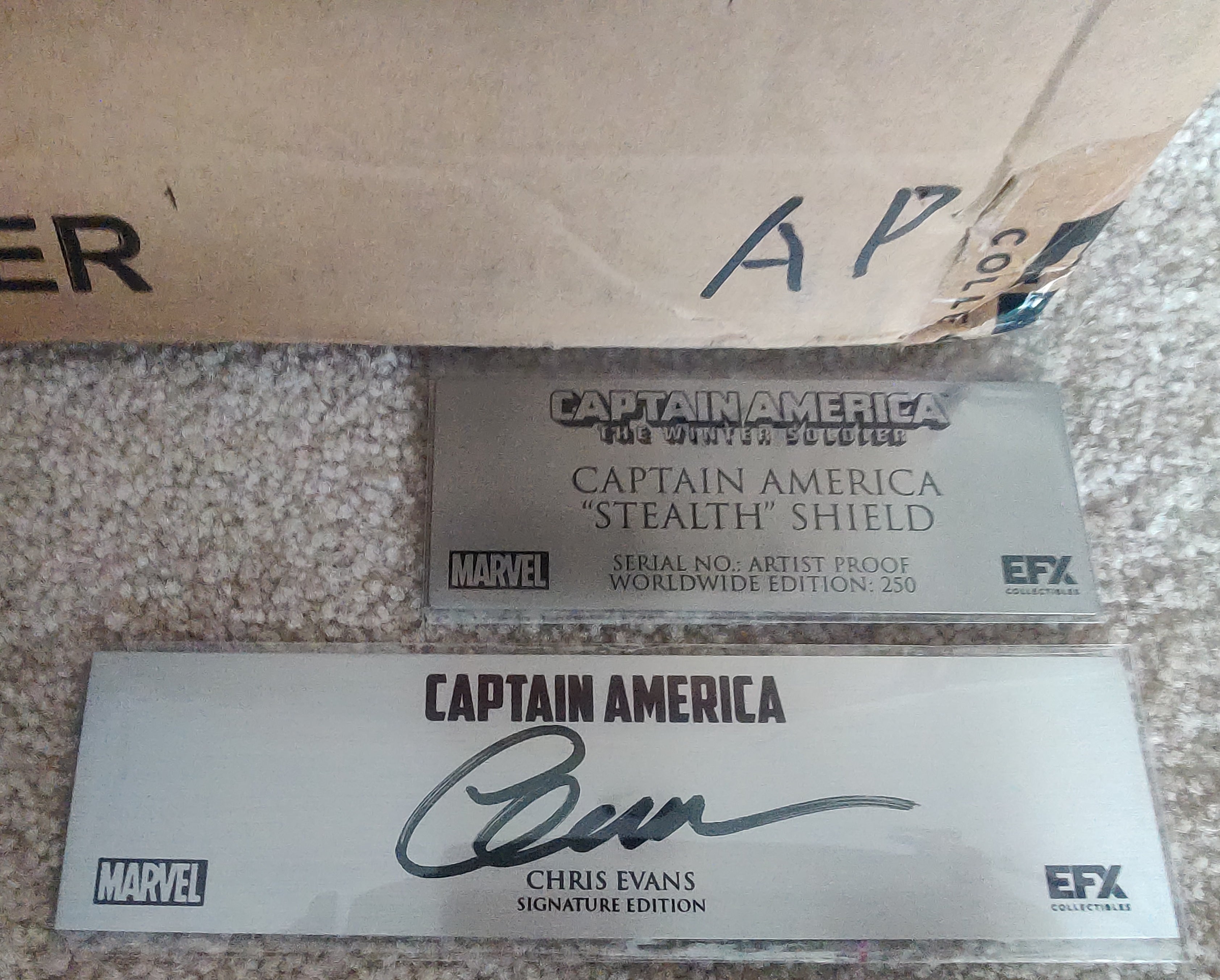 Chris Evans Signed *Artist Proof* EFX Captain America Winter Soldier Stealth Shield - Sealed and Brand New