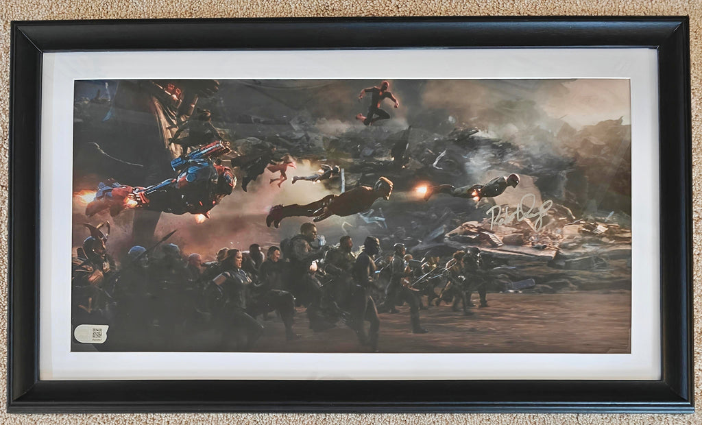 Robert Downey Jr. Signed 10x20 Marvel Avengers: Endgame Battle Photo in 12x22 Wood Frame