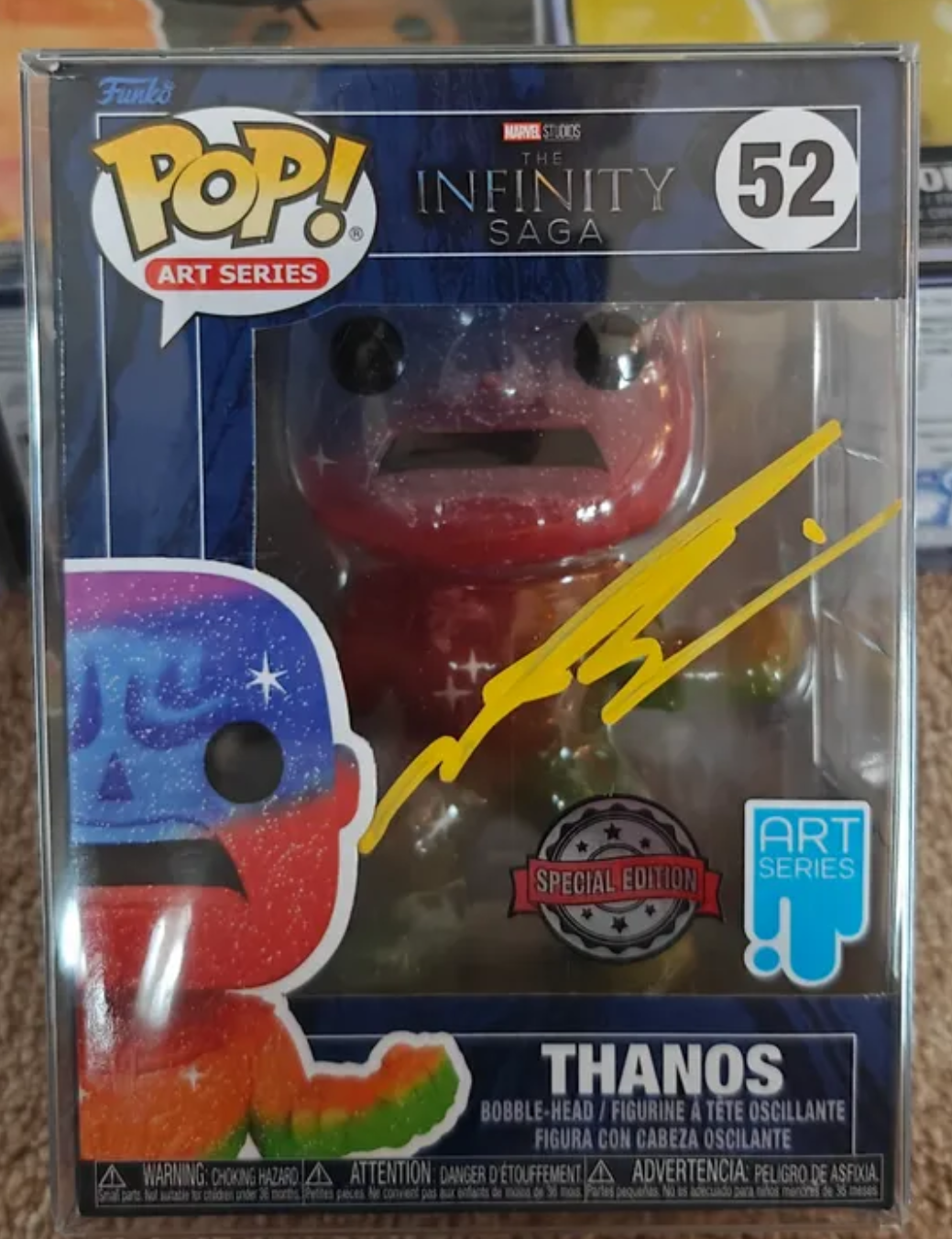 Robert Downey Jr, Chris Evans, Jeremy Renner, Josh Brolin 4x Signed Funko Pop Set Marvel Art Series Limited Edition