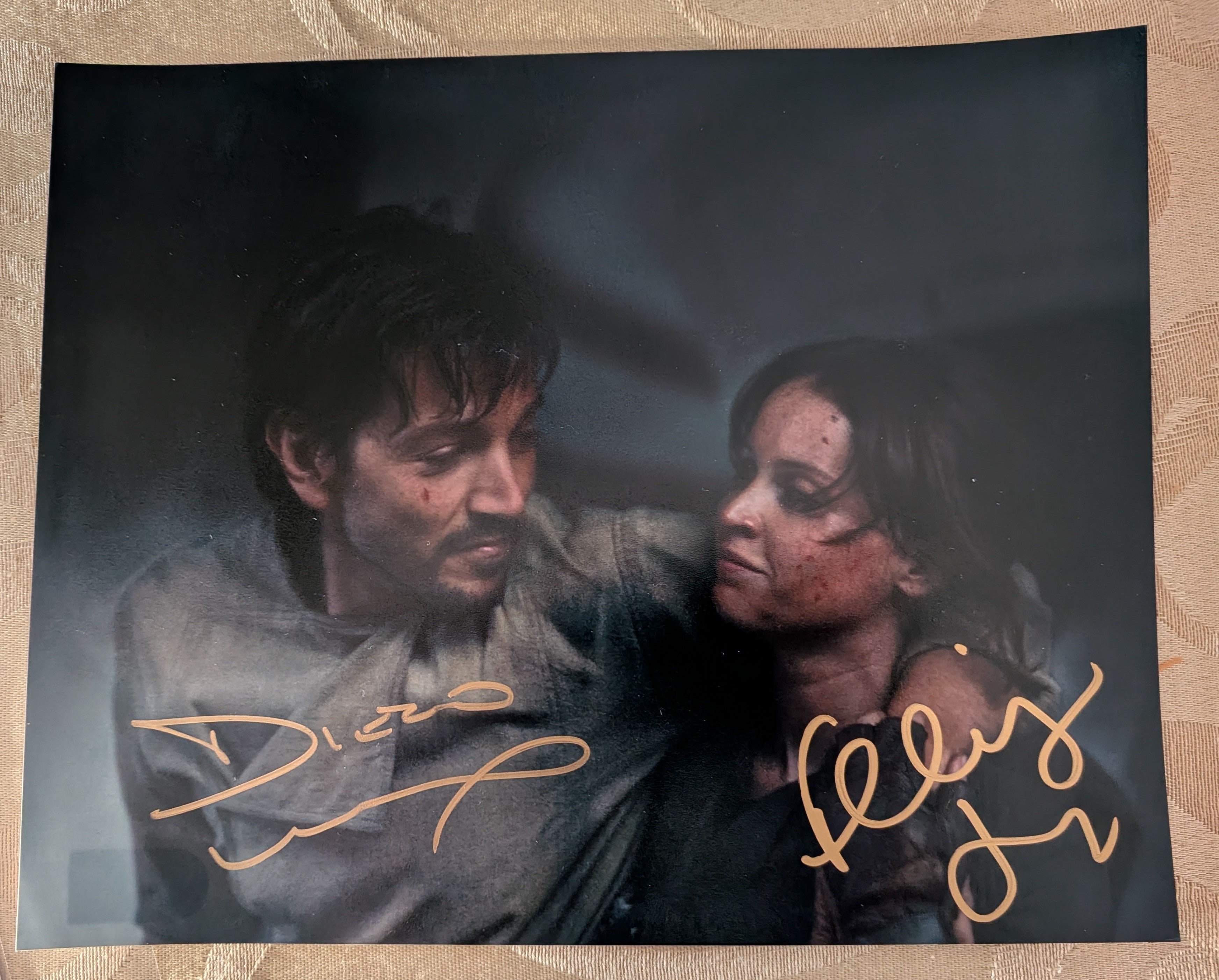 Diego Luna & Felicity Jones Dual-Signed Rogue One: A Star Wars Story 8x10 Photo - SWAU Authenticated