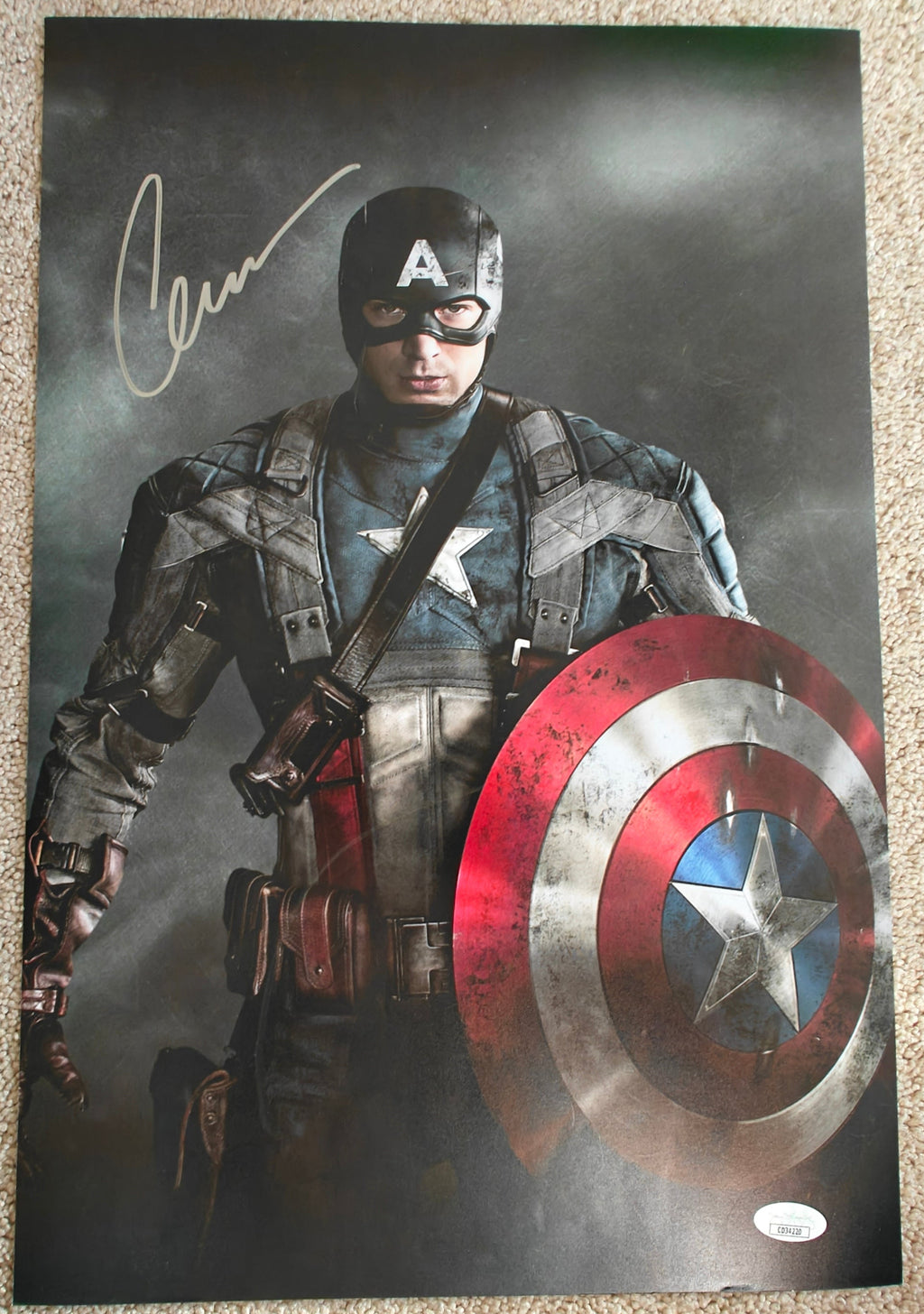 Chris Evans as Captain America in Captain America: The First Avenger (JSA) Signed 12x18 Photo