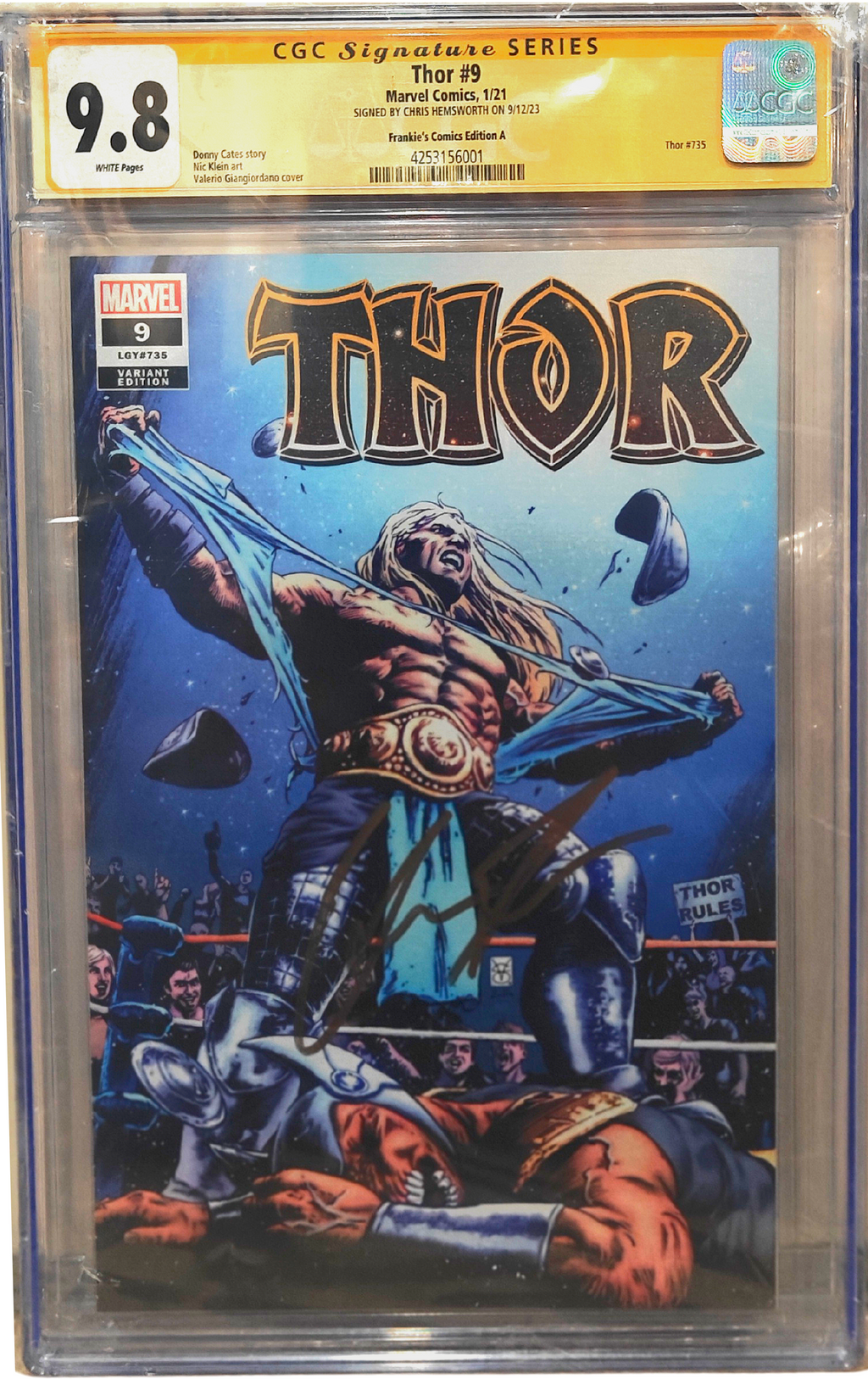 Chris Hemsworth Signed CGC Signature Series 9.8 Marvel Comics Thor #9 (2021) Frankie's Comics Edition