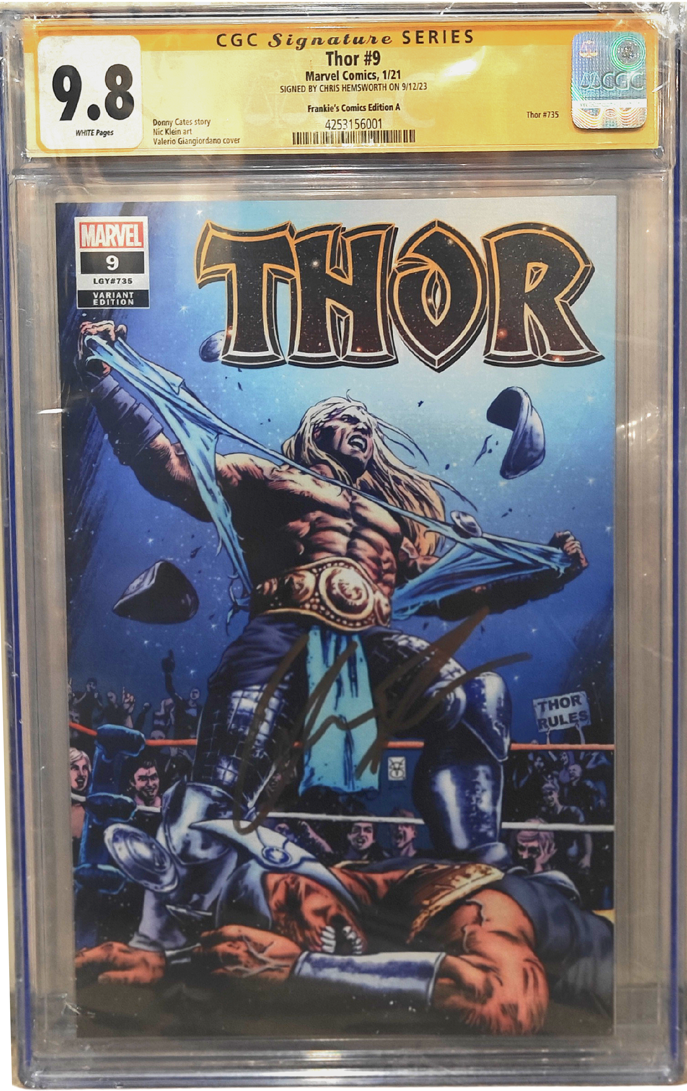 Chris Hemsworth Signed CGC Signature Series 9.8 Marvel Comics Thor #9 (2021) Frankie's Comics Edition