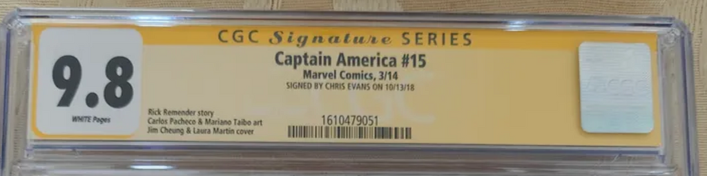 Chris Evans Signed CGC Signature Series 9.8 Captain America #15 (2014) Marvel Comics