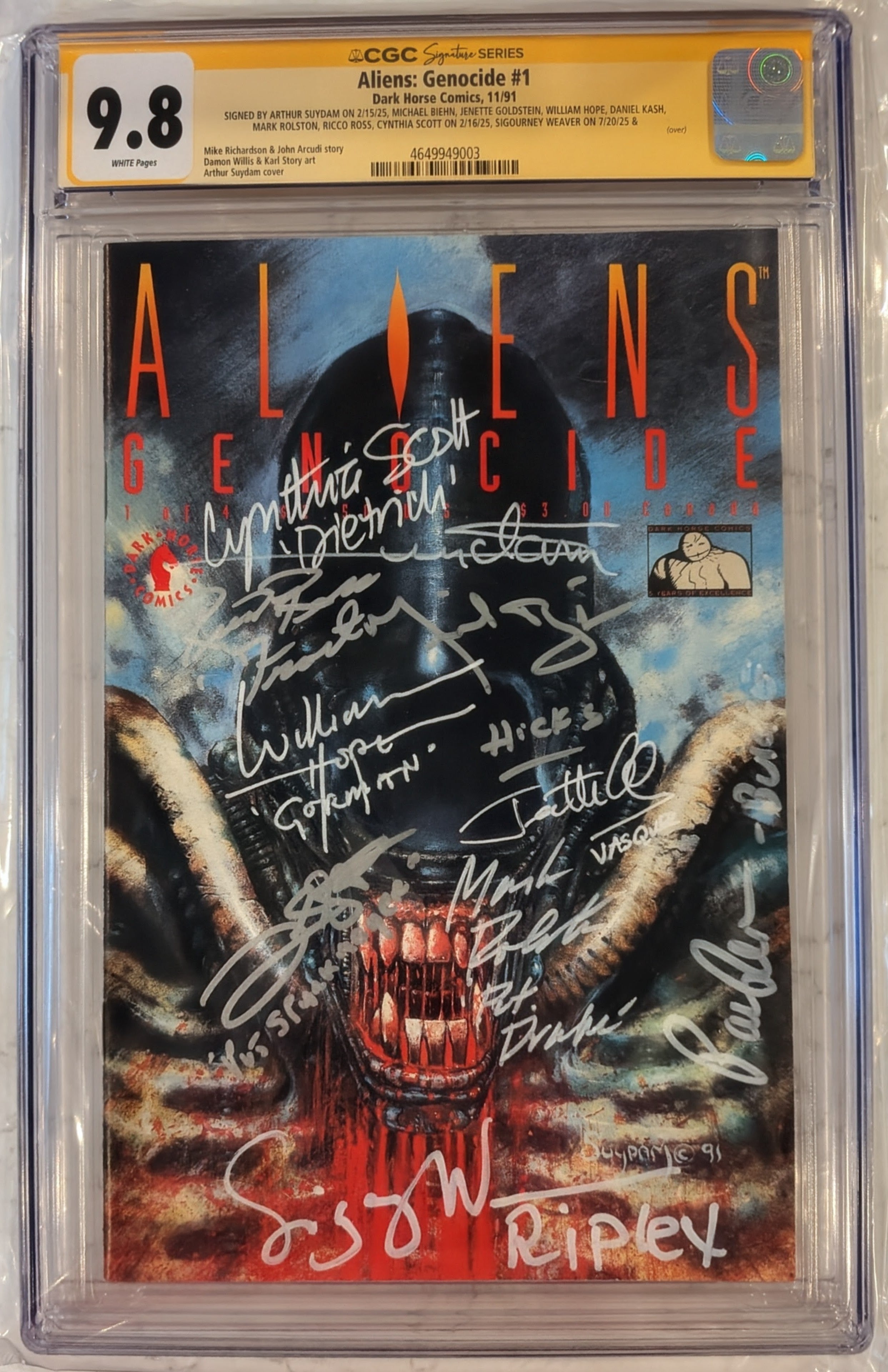 Aliens: Genocide #1 (1991) – CGC 9.8 Signature Series | Ultra-Rare 10x Cast Signed Comic