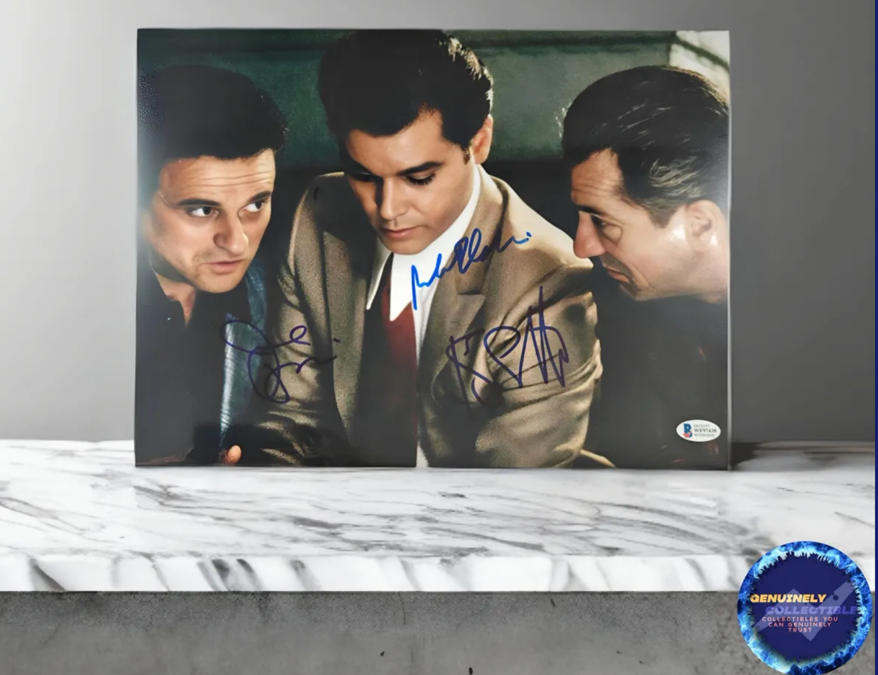 Joe Pesci, Robert De Niro, and the late Ray Liotta Autographed 1990 Goodfellas 11x14 Movie Photo