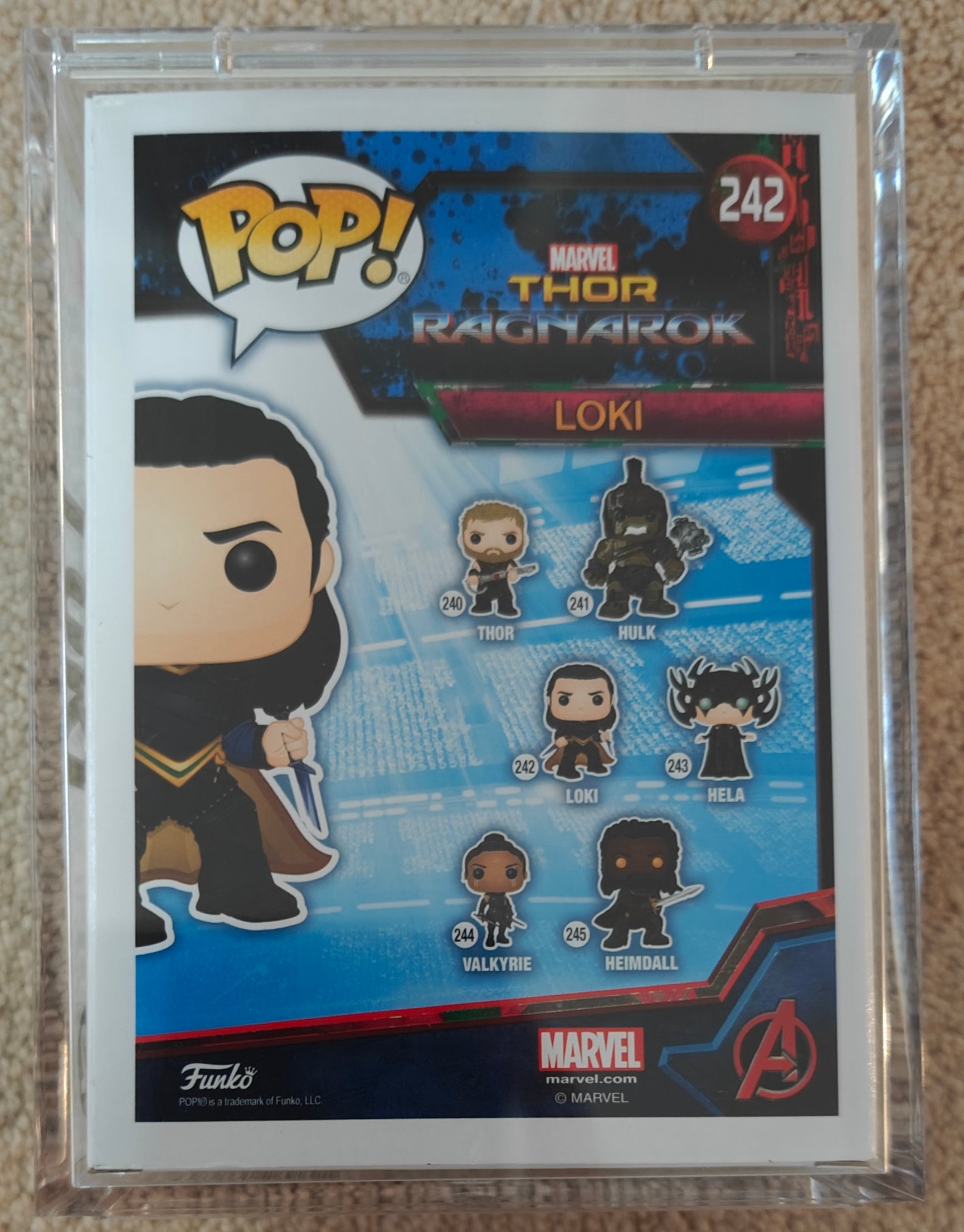 Tom Hiddleston Signed Marvel Thor Ragnarok Loki Funko Pop #242