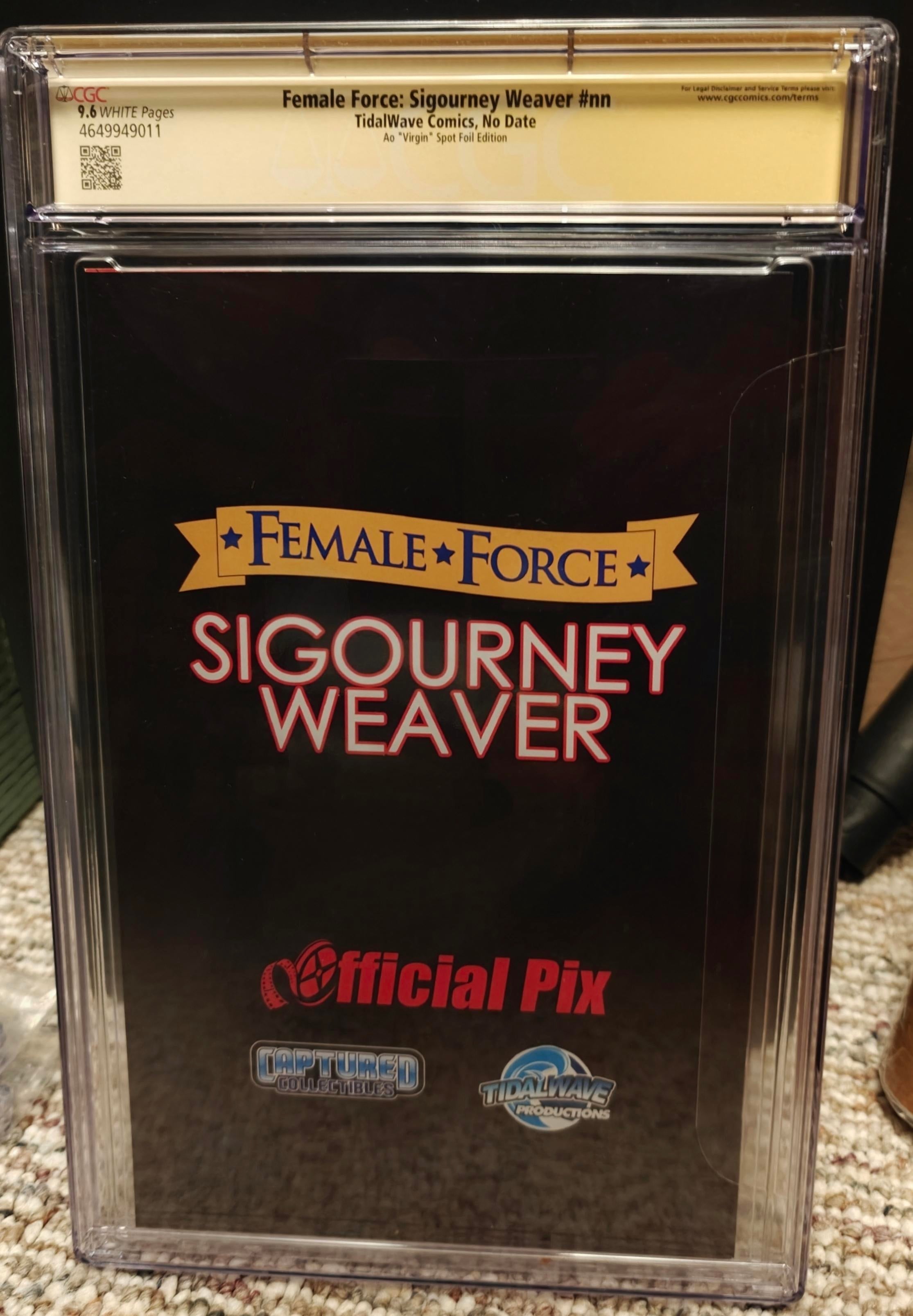 3x Signed CGC SS 9.6 Female Force: Sigourney Weaver Alien Comic - TidalWave Comics - Virgin Spot Foil Edition LTD 200