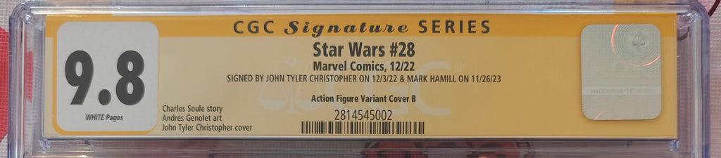 Mark Hamill & John Tyler Christopher Dual-Signed CGC Signature Series 9.8 Star Wars #28 (2022) Action Figure Variant