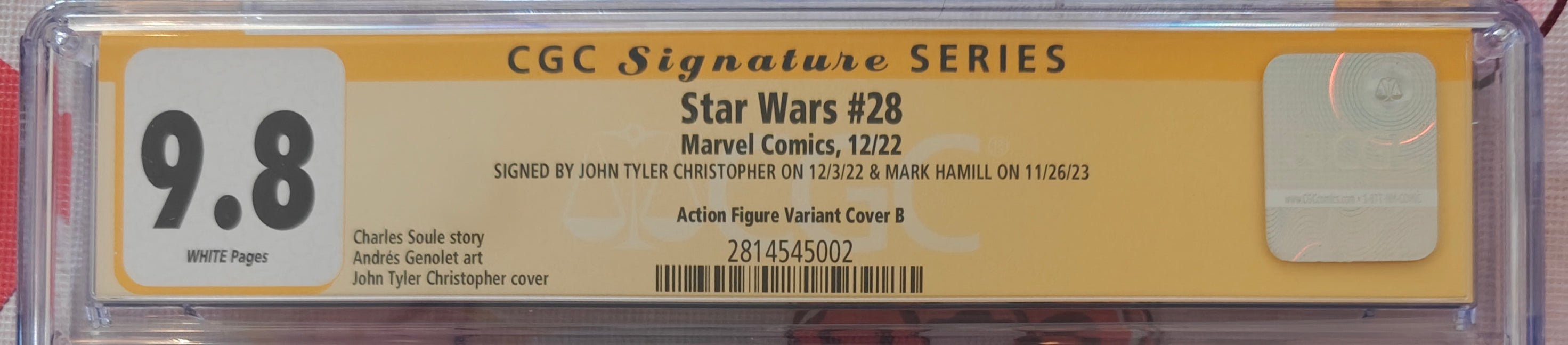 Mark Hamill & John Tyler Christopher Dual-Signed CGC Signature Series 9.8 Star Wars #28 (2022) Action Figure Variant