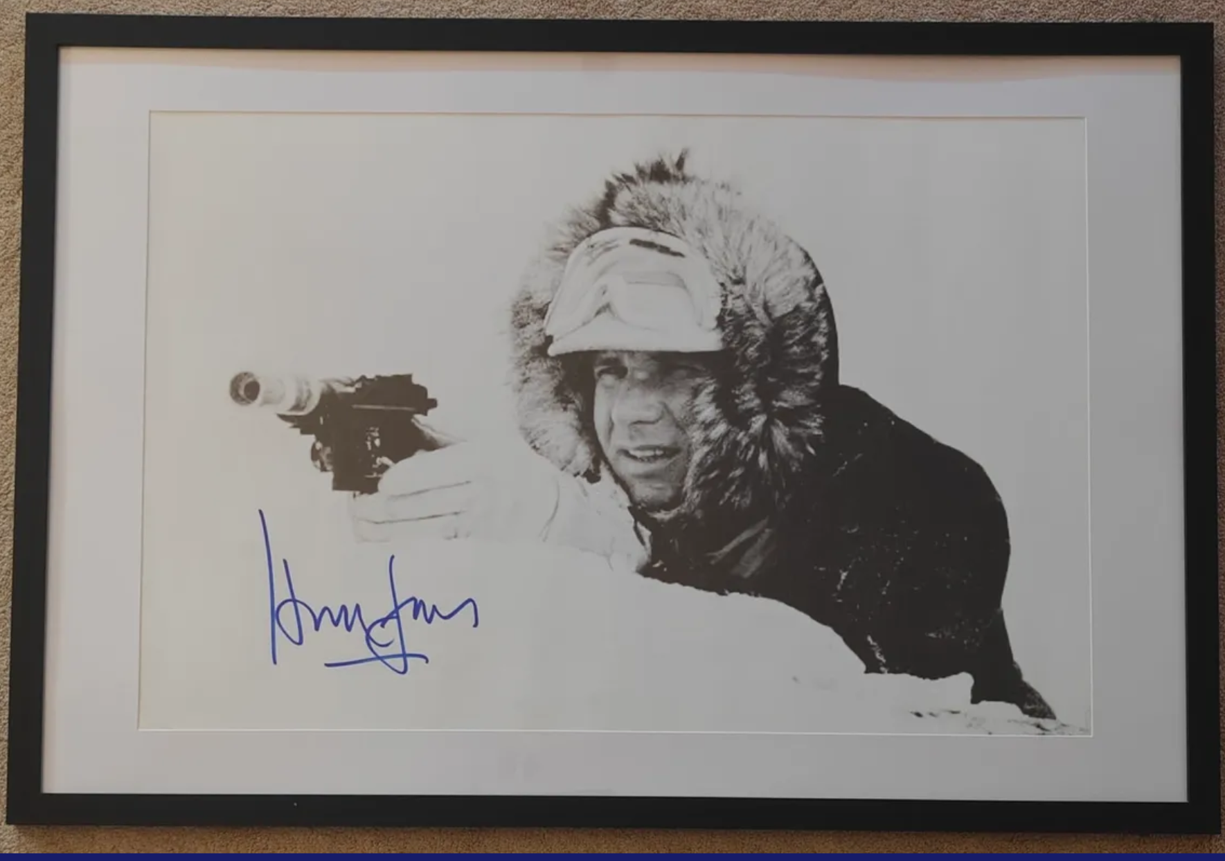Harrison Ford Signed Star Wars Han Solo 20x30 Photo in 24x36 Frame