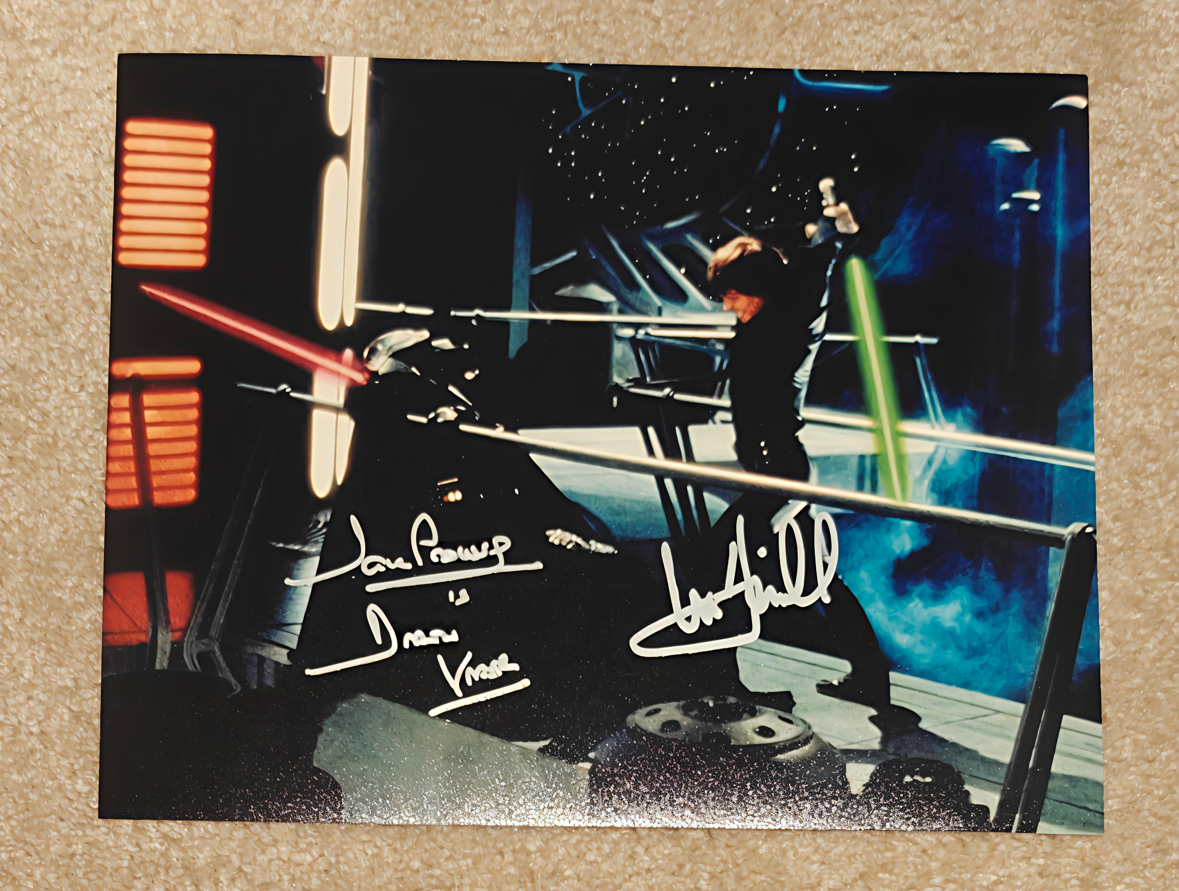 Mark Hamill and David Prowse Signed Star Wars: Return of the Jedi Luke Skywalker vs. Darth Vader 8x10 Photo