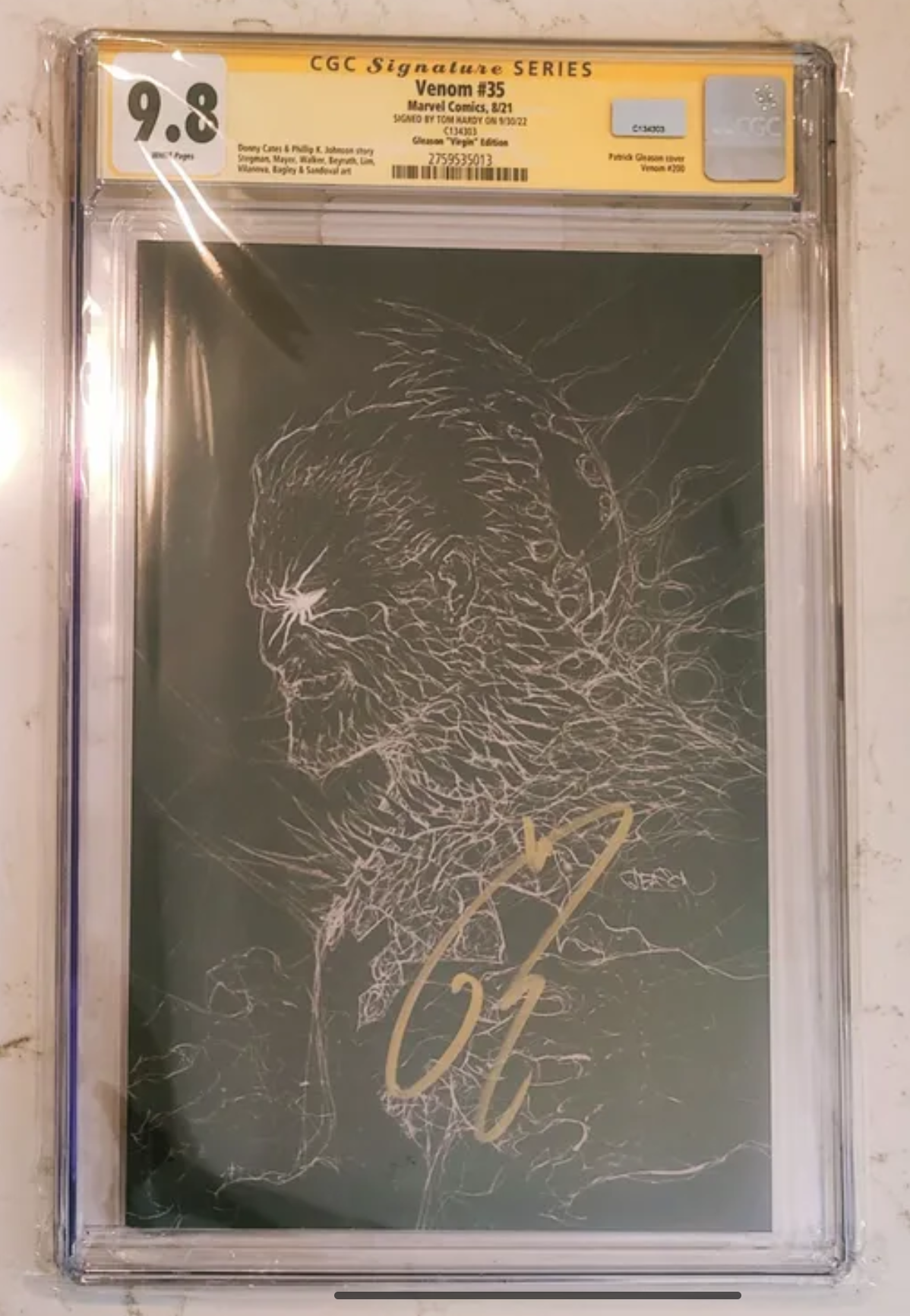 Tom Hardy Signed CGC 9.8 Signature Series Marvel Comics Venom #35 Gleason Virgin Edition (2021)