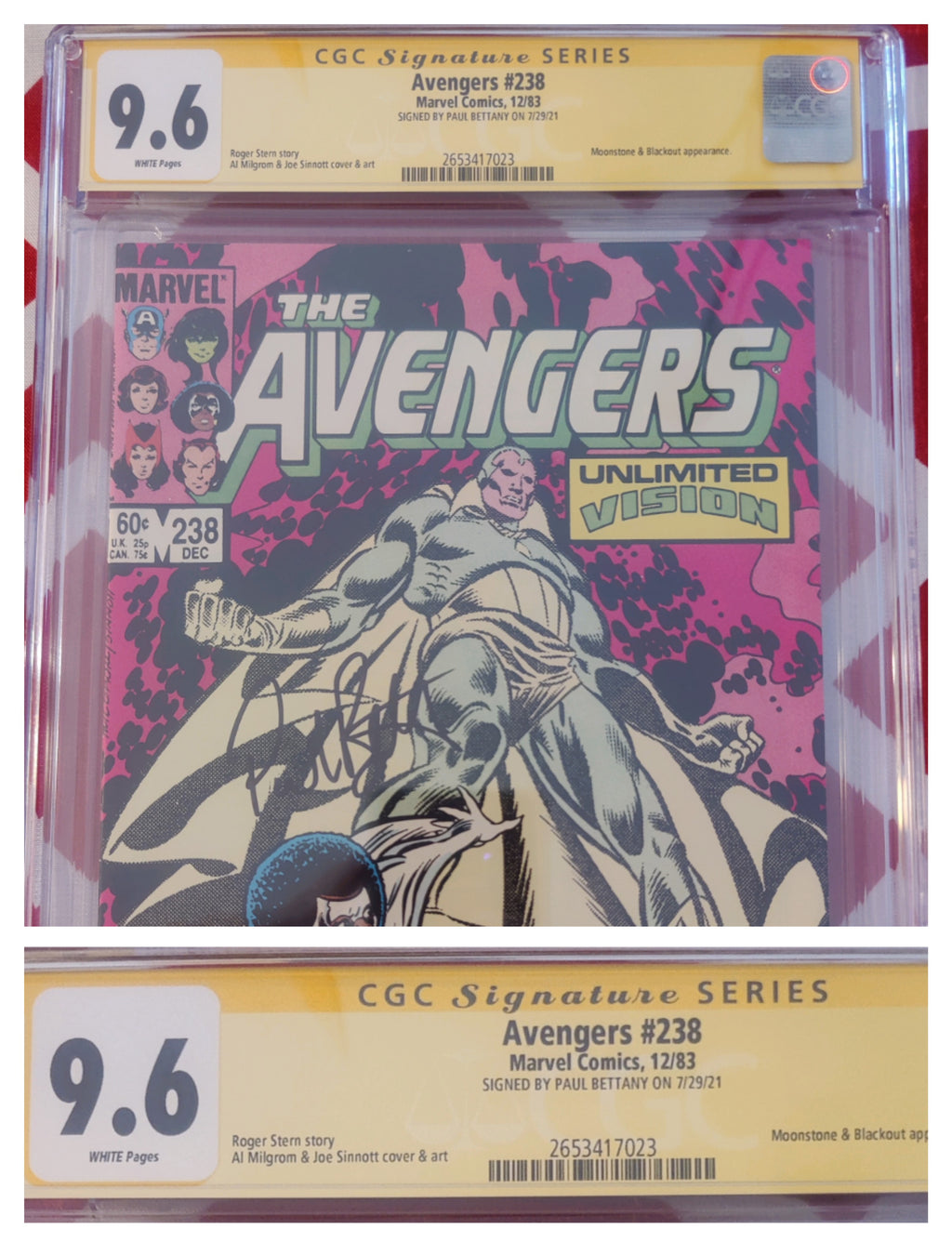 Paul Bettany Signed CGC Signature Series Comic - Graded 9.6 Marvel The Avengers #238 (1983)