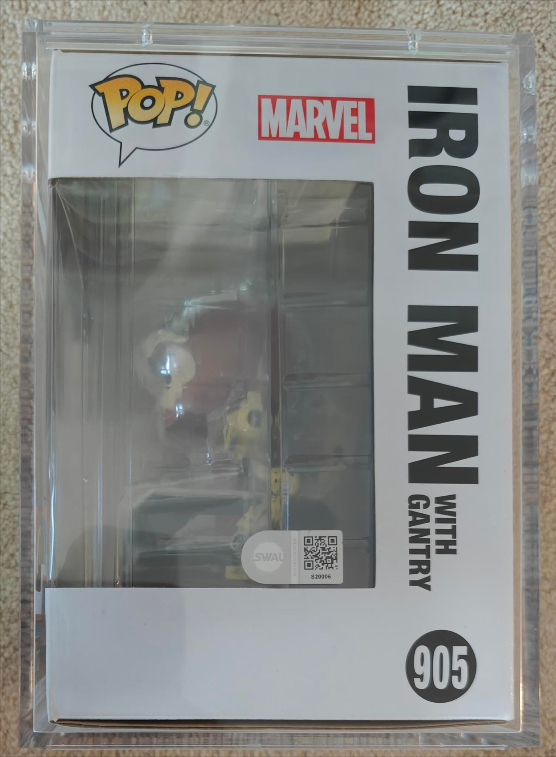 Robert Downey Jr. Signed Marvel Iron Man w. Gantry Deluxe 6in Funko Pop from Iron Man 2