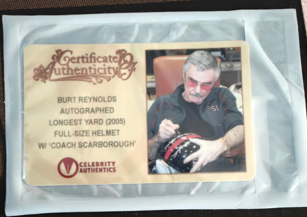 Burt Reynolds Signed & Inscripted 1:1 Football Game Helmet Replica from The Longest Yard