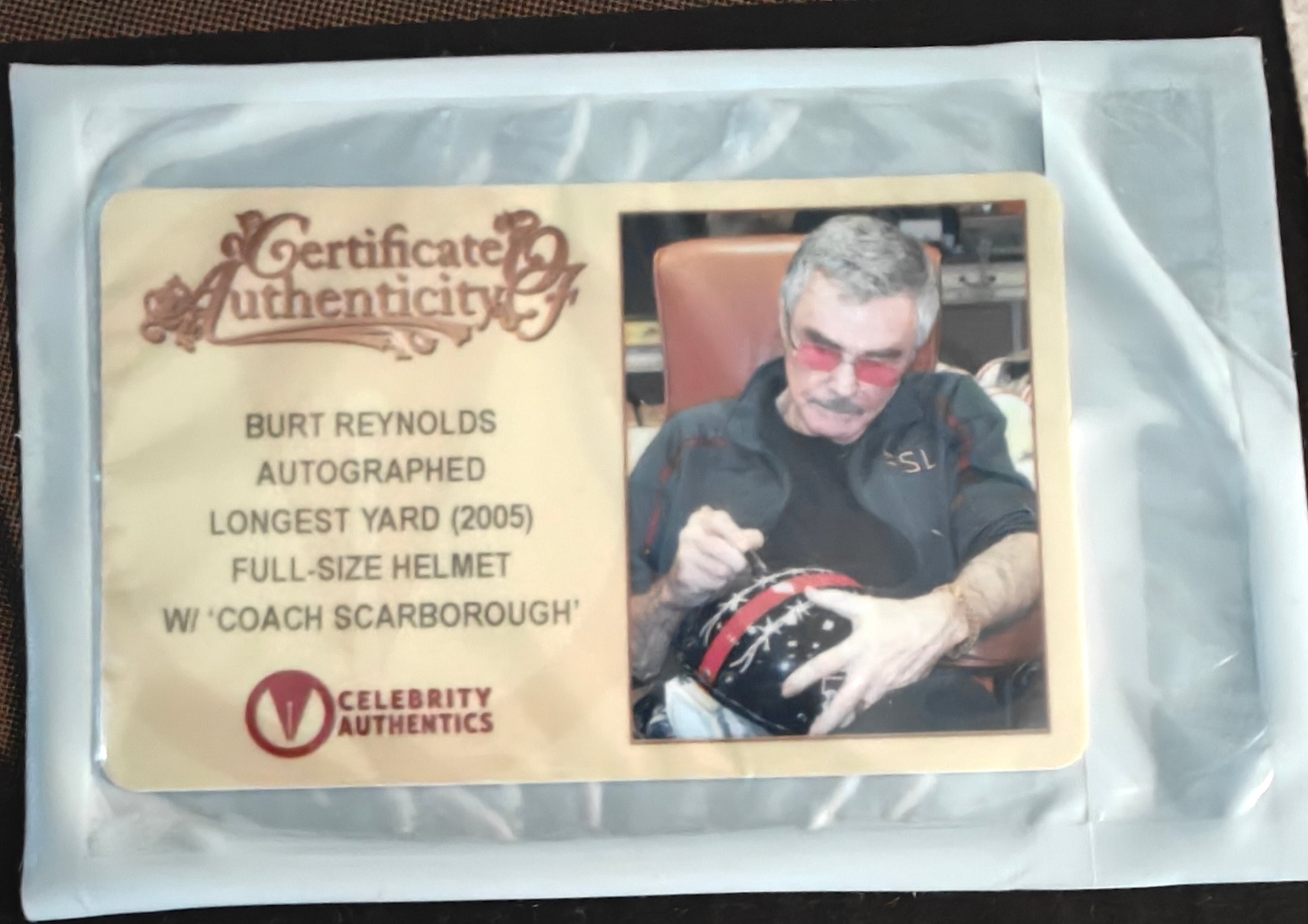 Burt Reynolds Signed & Inscripted 1:1 Football Game Helmet Replica from The Longest Yard
