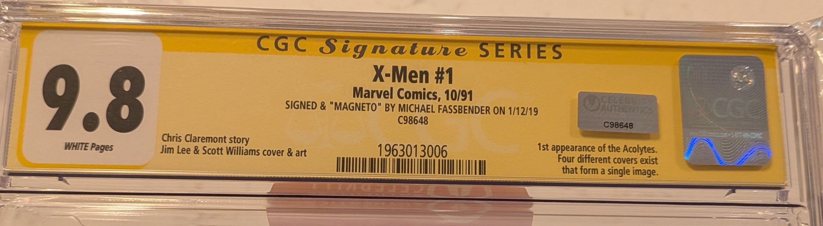 Fassbender Signed X-Men #1 (1991) Magneto Cover Marvel Comics - Magneto Character Name - CGC 9.8 Signature Series