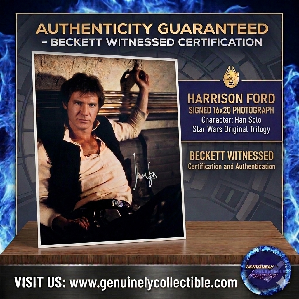 Harrison Ford Signed Han Solo 16x20 Photo – Beckett Witnessed Authentic Autograph | Star Wars Original Trilogy Memorabilia