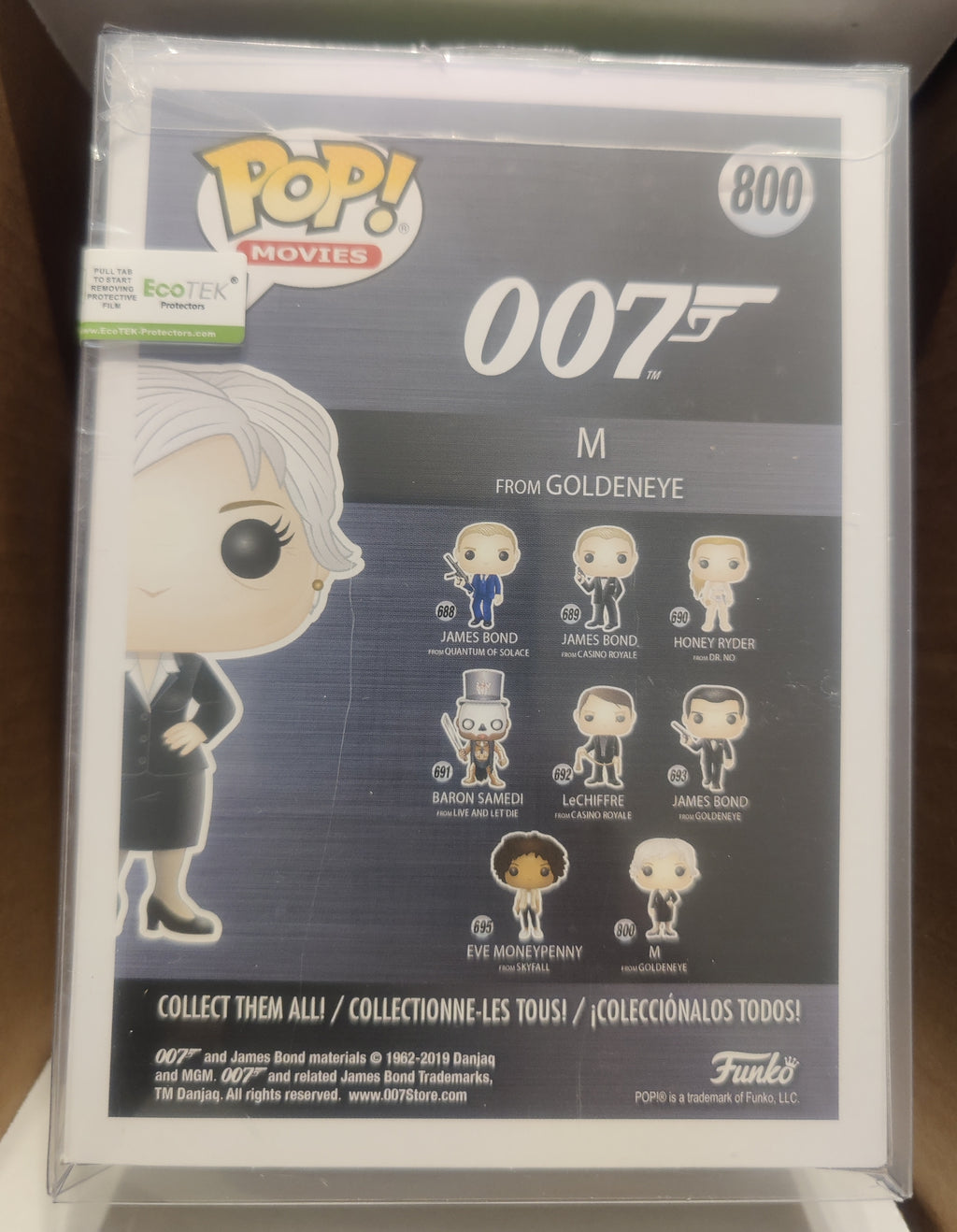 Judi Dench Signed "M" Funko Pop from the 007 James Bond Film Series