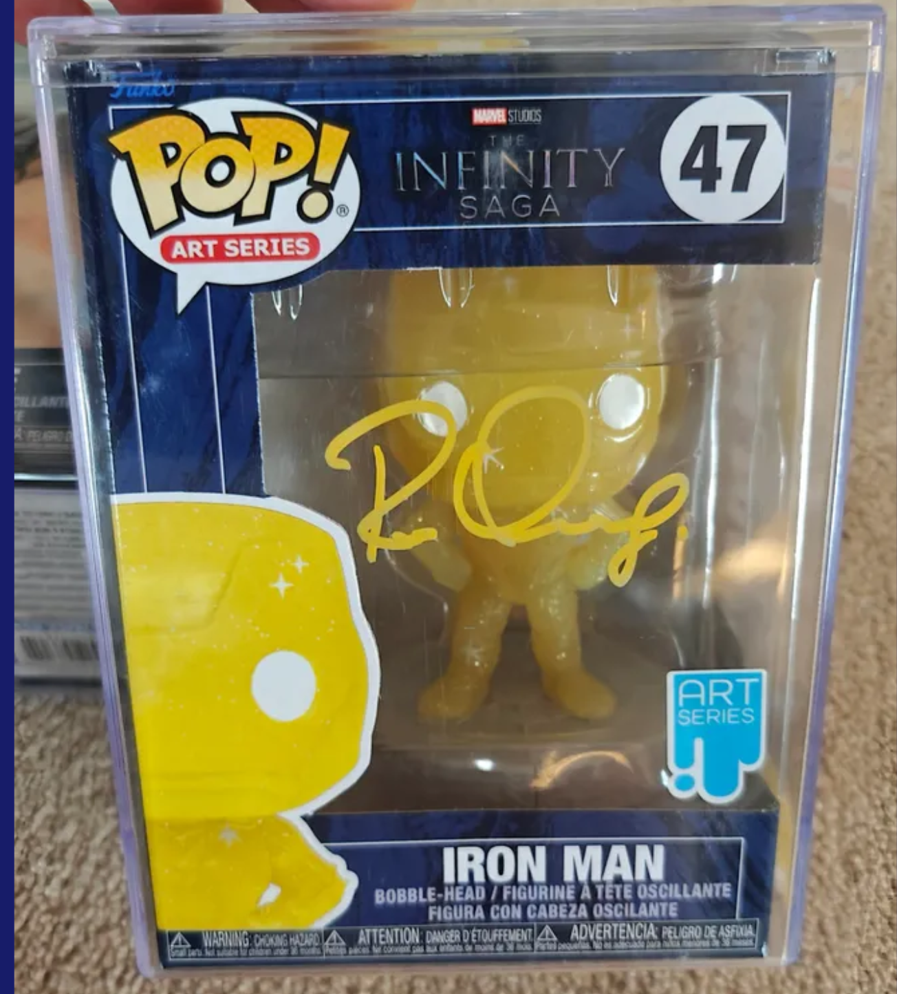 Robert Downey Jr, Chris Evans, Jeremy Renner, Josh Brolin 4x Signed Funko Pop Set Marvel Art Series Limited Edition