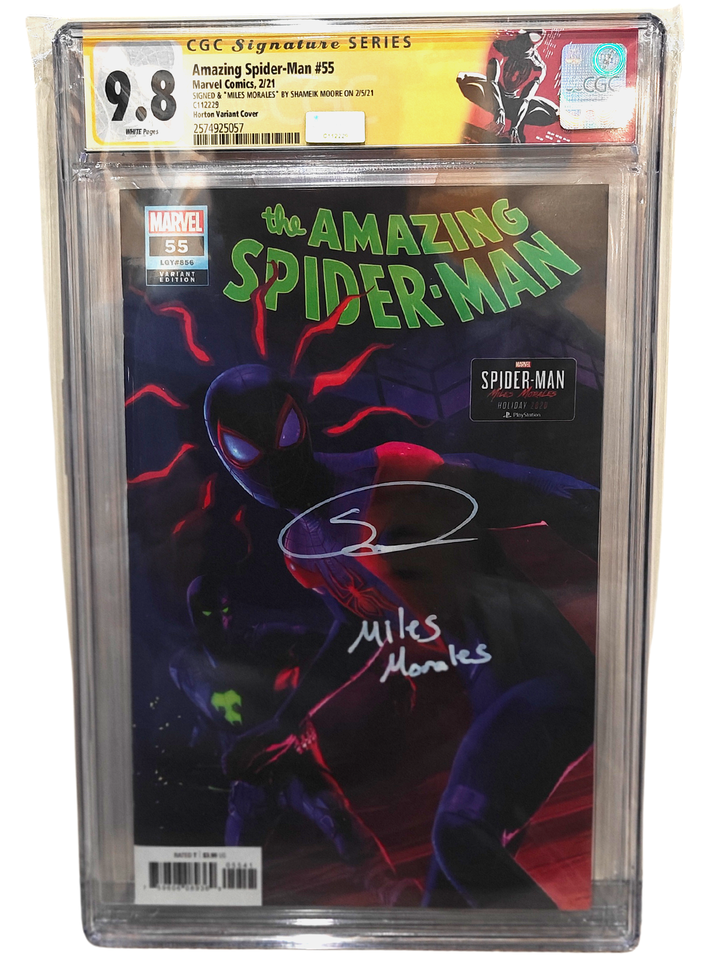 Shameik Moore w. Character Name Signed CGC 9.8 Amazing Spider-Man #55 (2021)