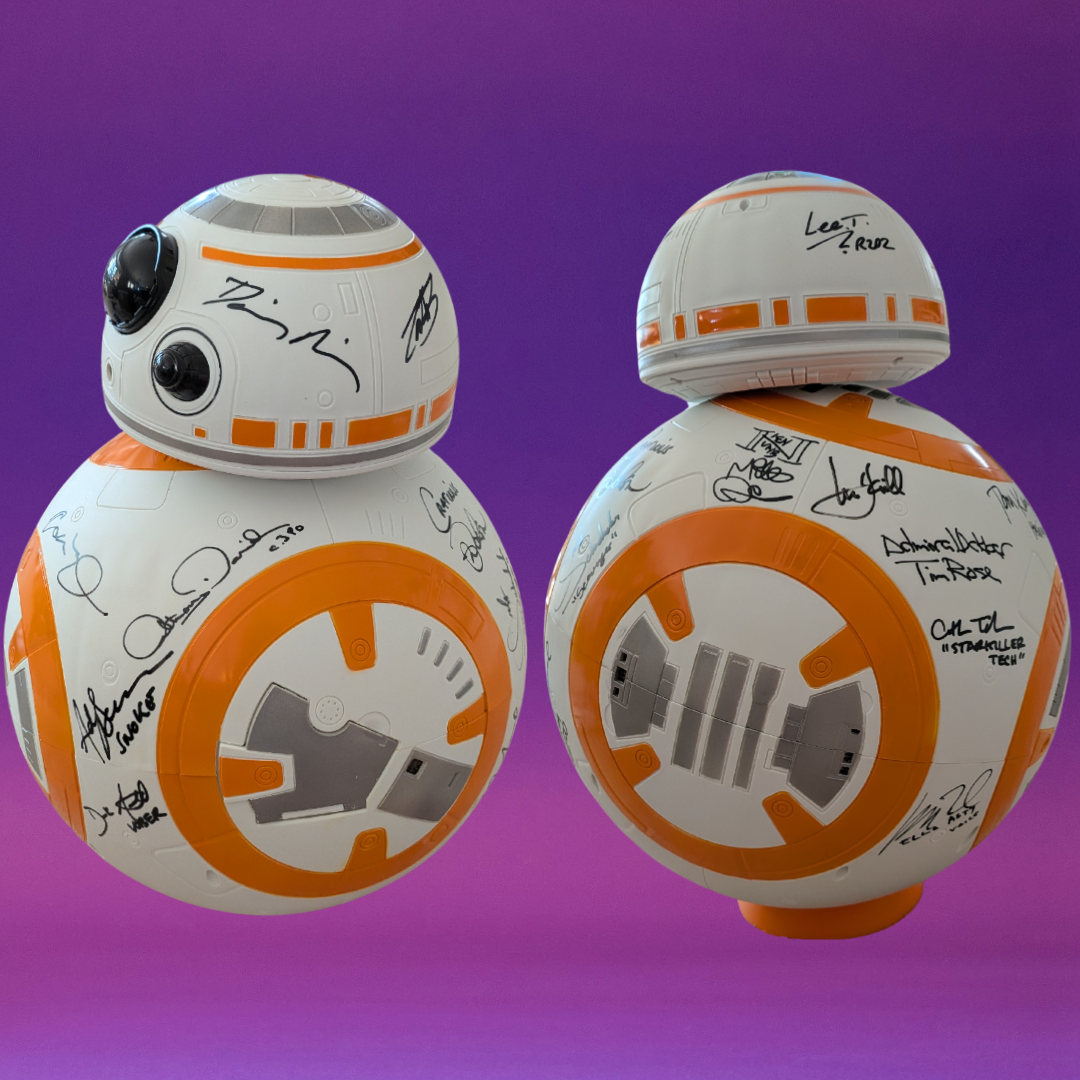 Hamill, Ridley, Boyega, Daniels, Mayhew, Driver +14 Cast Signed Star Wars: The Force Awakens 1:1 BB-8 Droid Replica