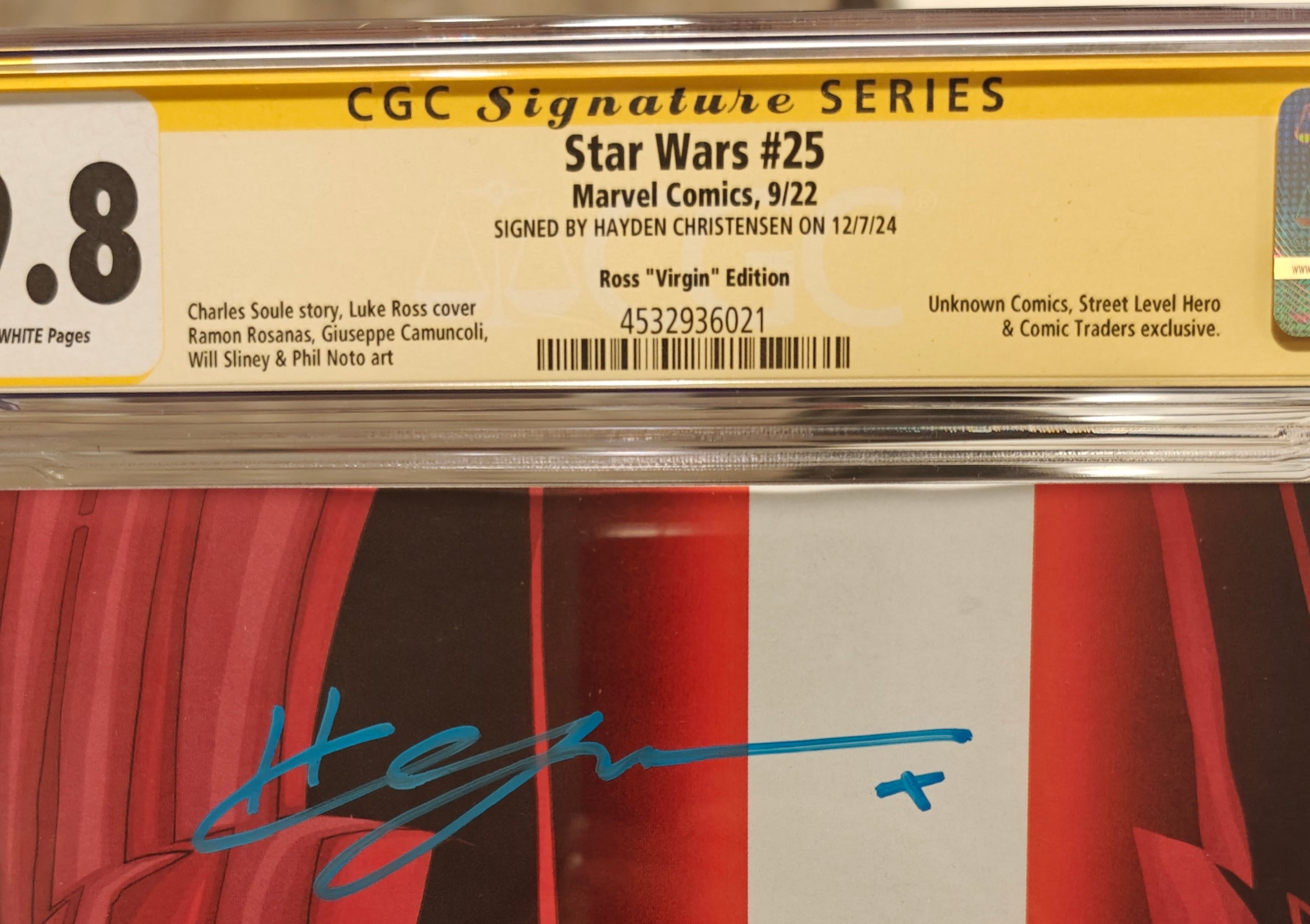 Hayden Christensen Signed CGC SS 9.8 Marvel Comics Star Wars #25 Ross "Virgin" Edition