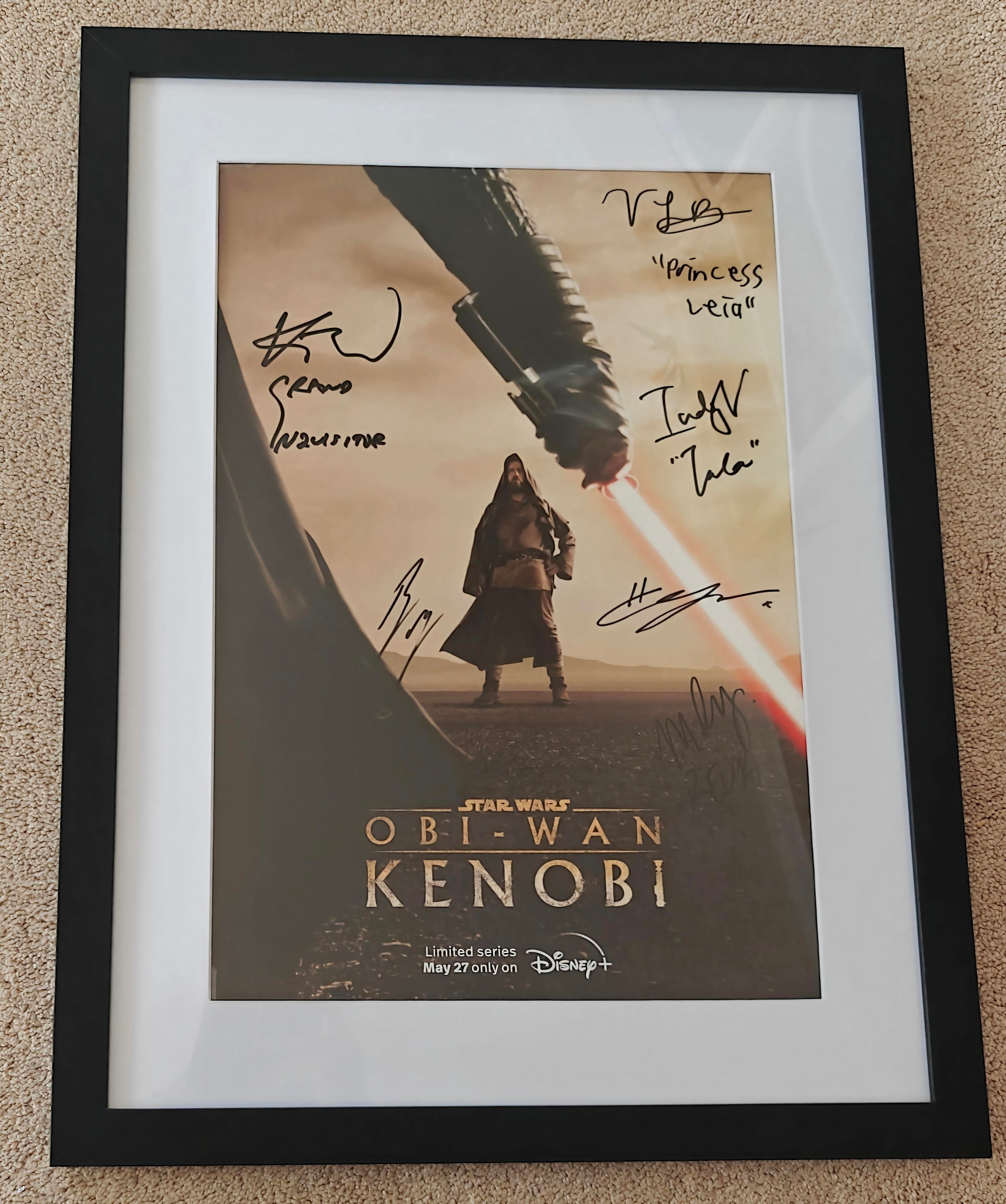 Ewan McGregor, Hayden Christensen + Cast Signed 13x19 Star Wars: Obi-Wan Kenobi Series Poster in 17x23 Frame