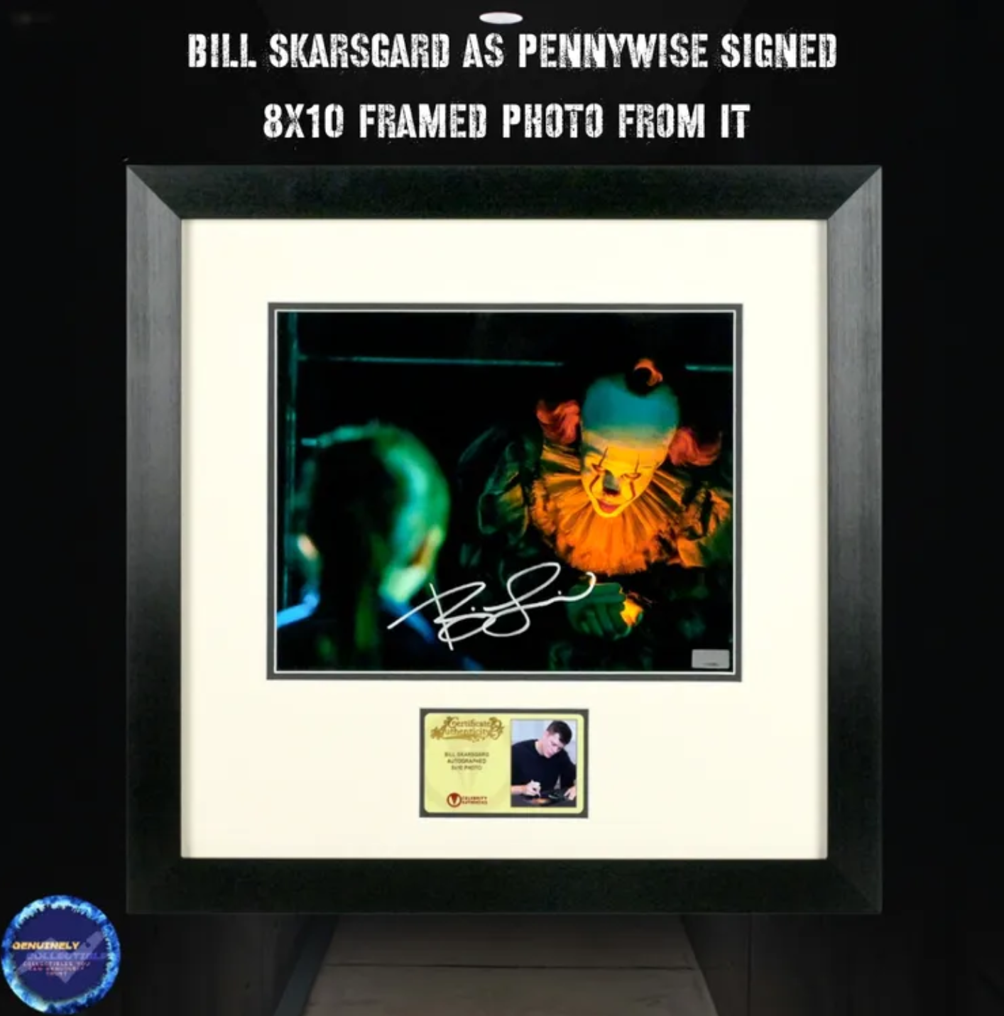 Bill Skarsgard Signed 8x10 Photo IT Pennywise in Gallery-Ready 16x16 Frame
