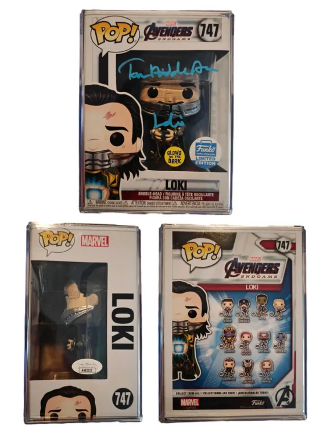 6x Downey Jr Brolin Hemsworth Evans + 2 Signed Marvel Avengers Endgame Funko Pop Set