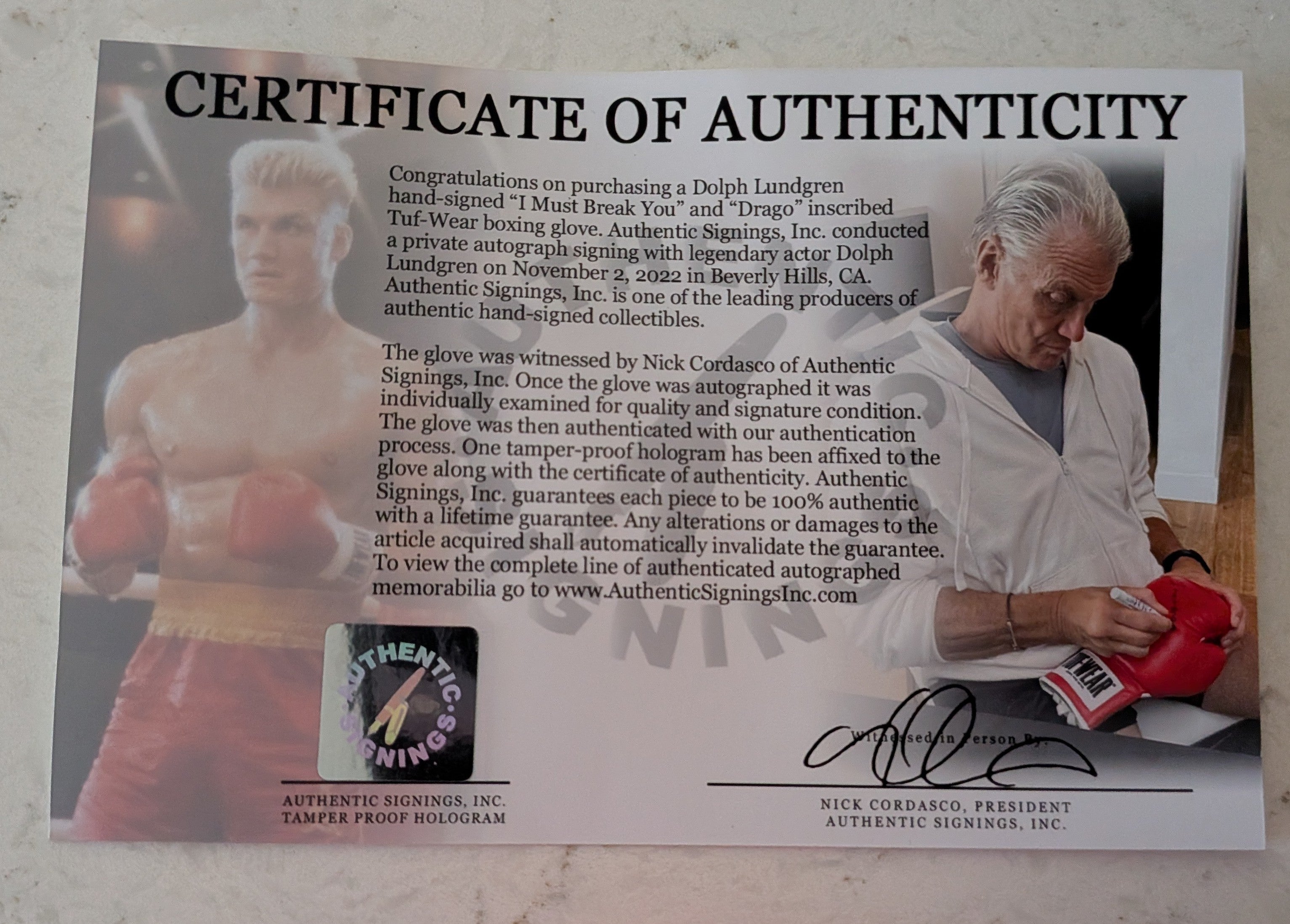 Sylvester Stallone & Dolph Lundgren Dual-Signed TUF Wear Boxing Gloves – “Rocky Balboa” & “Ivan Drago” Inscribed w/ “I Must Break You” Quote | ASI COA