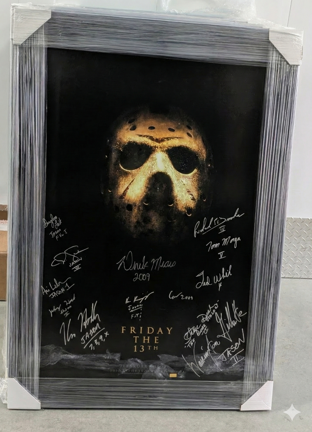 Original 2009 Friday the 13th Double-sided 27x40 Poster in Museum-grade Frame | Signed by 13 Jason Actors