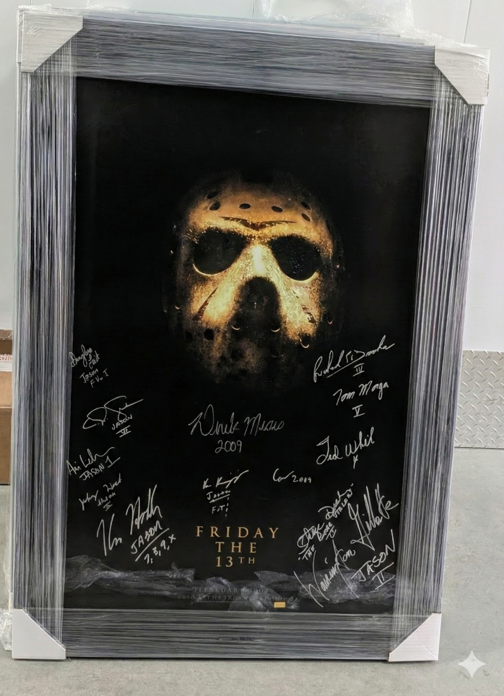 Original 2009 Friday the 13th Double-sided 27x40 Poster in Museum-grade Frame | Signed by 13 Jason Actors