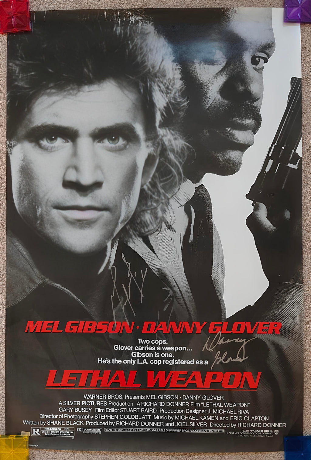 Mel Gibson and Danny Glover Signed 1987 Lethal Weapon Original 27x40 Single-Sided Poster